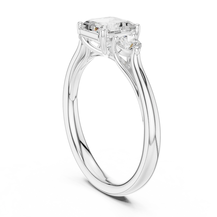 Emerald-Cut Three-Stone Diamond Engagement Ring