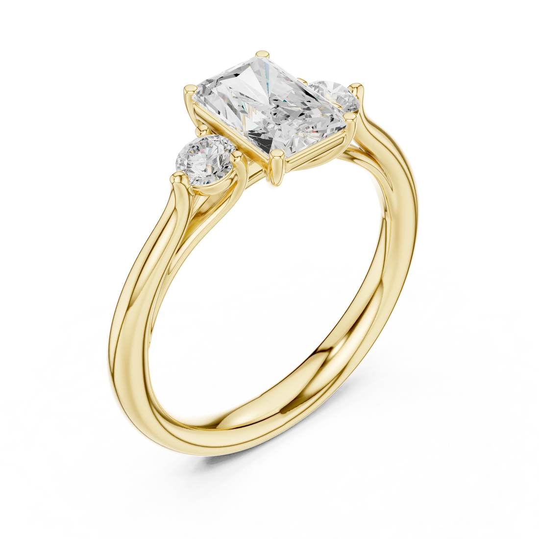 Radiant-Cut Three-Stone Diamond Engagement Ring