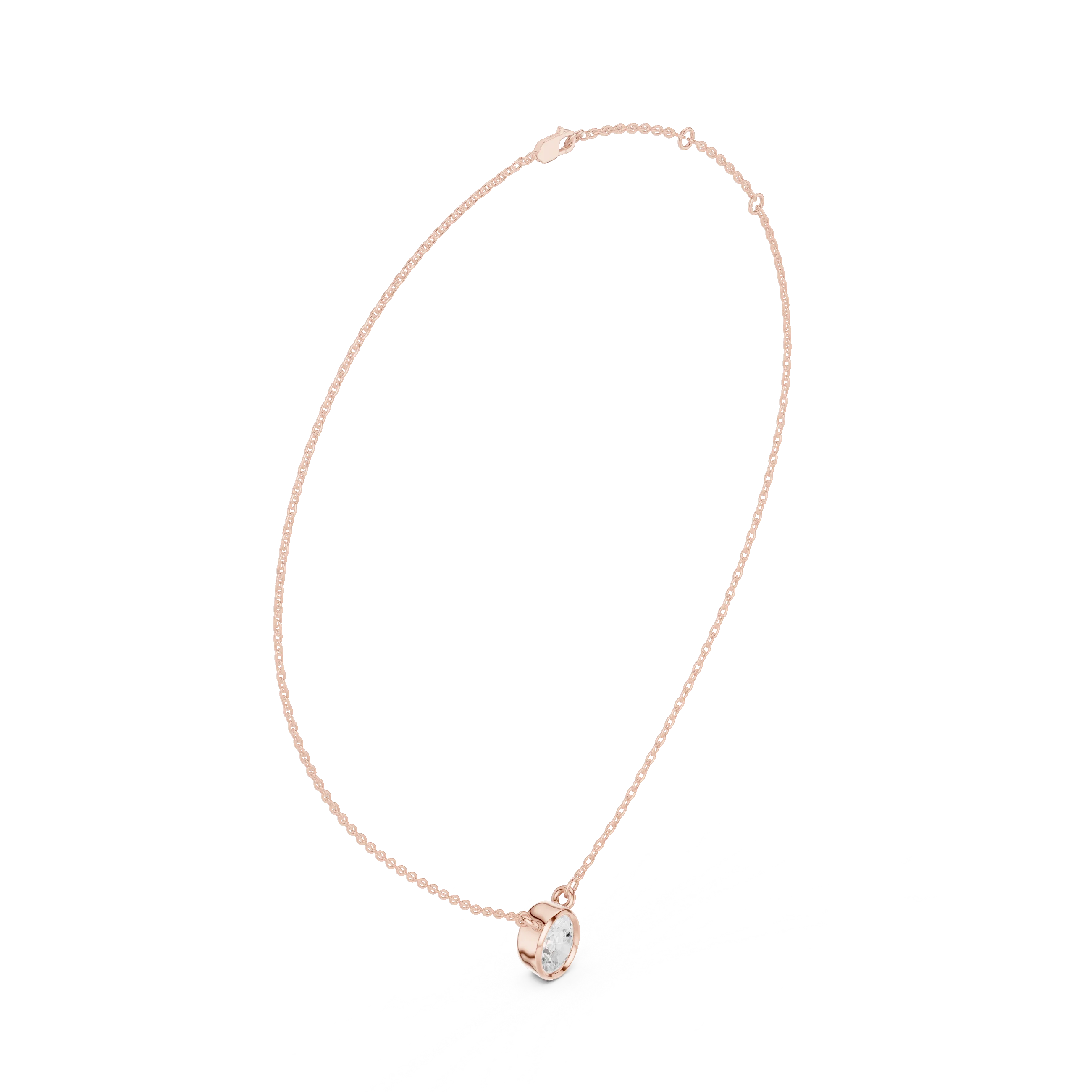 Aureva Oval Bezel Solitaire Diamond Pendant