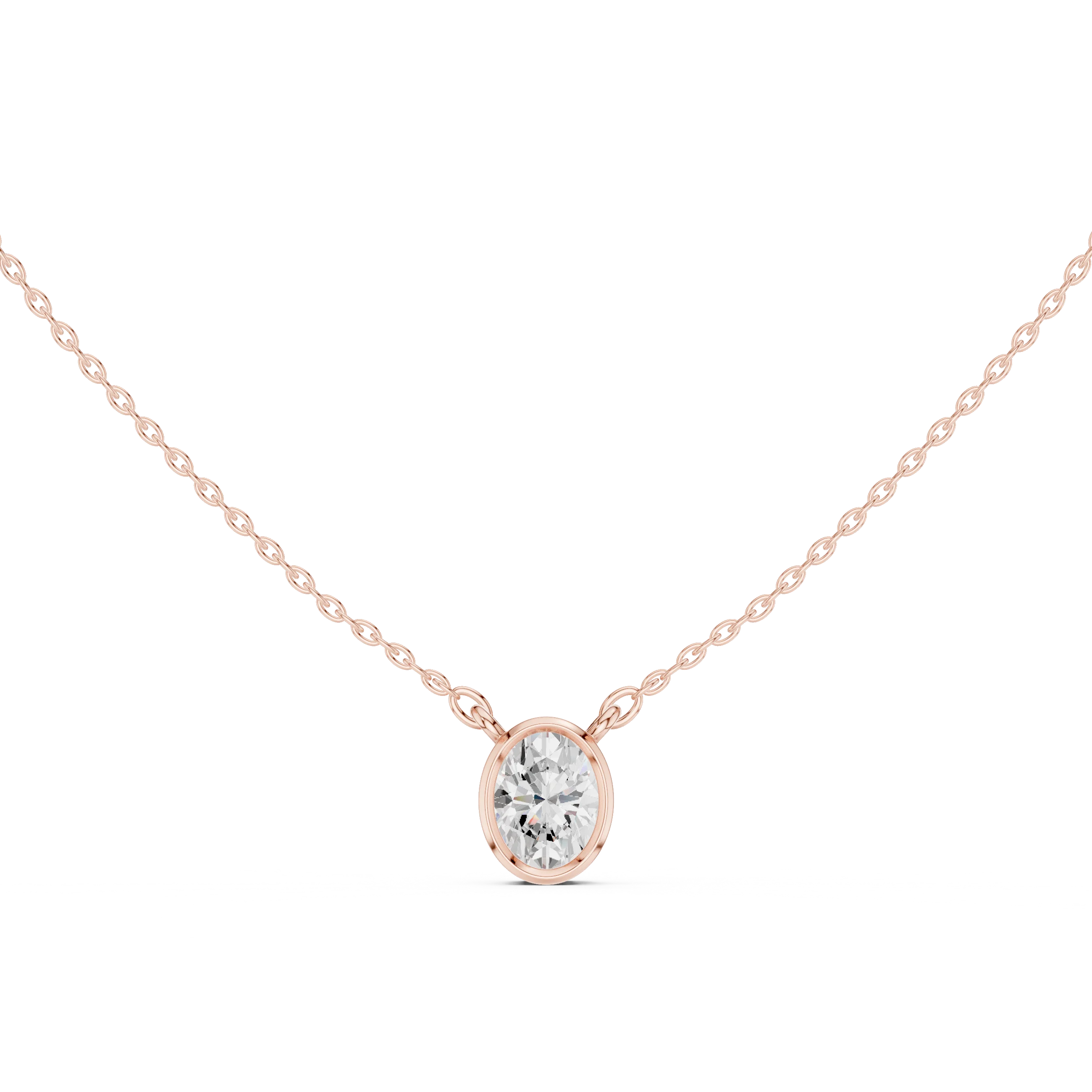 Aureva Oval Bezel Solitaire Diamond Pendant