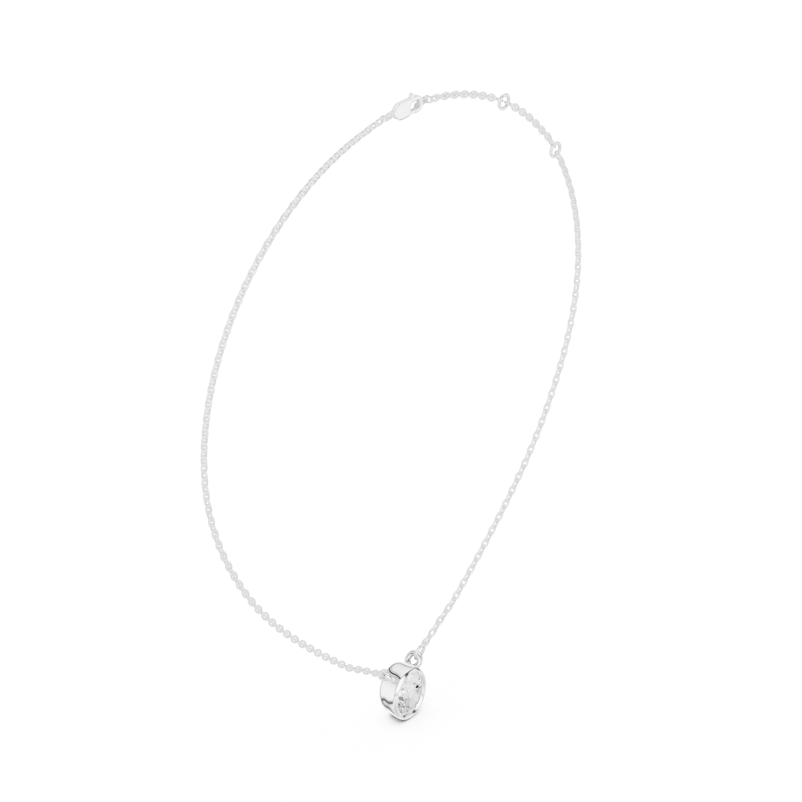 Aureva Oval Bezel Solitaire Diamond Pendant