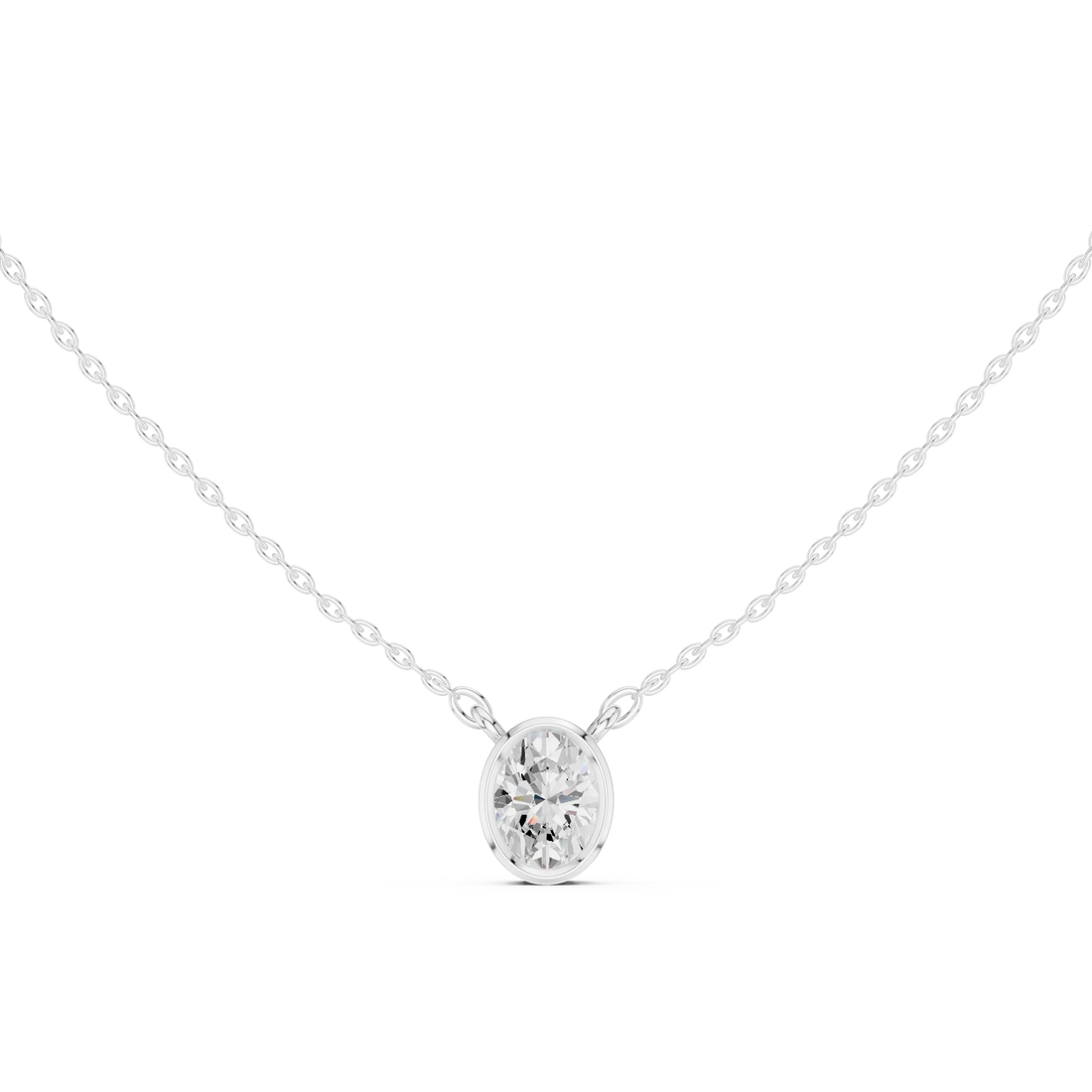 Aureva Oval Bezel Solitaire Diamond Pendant