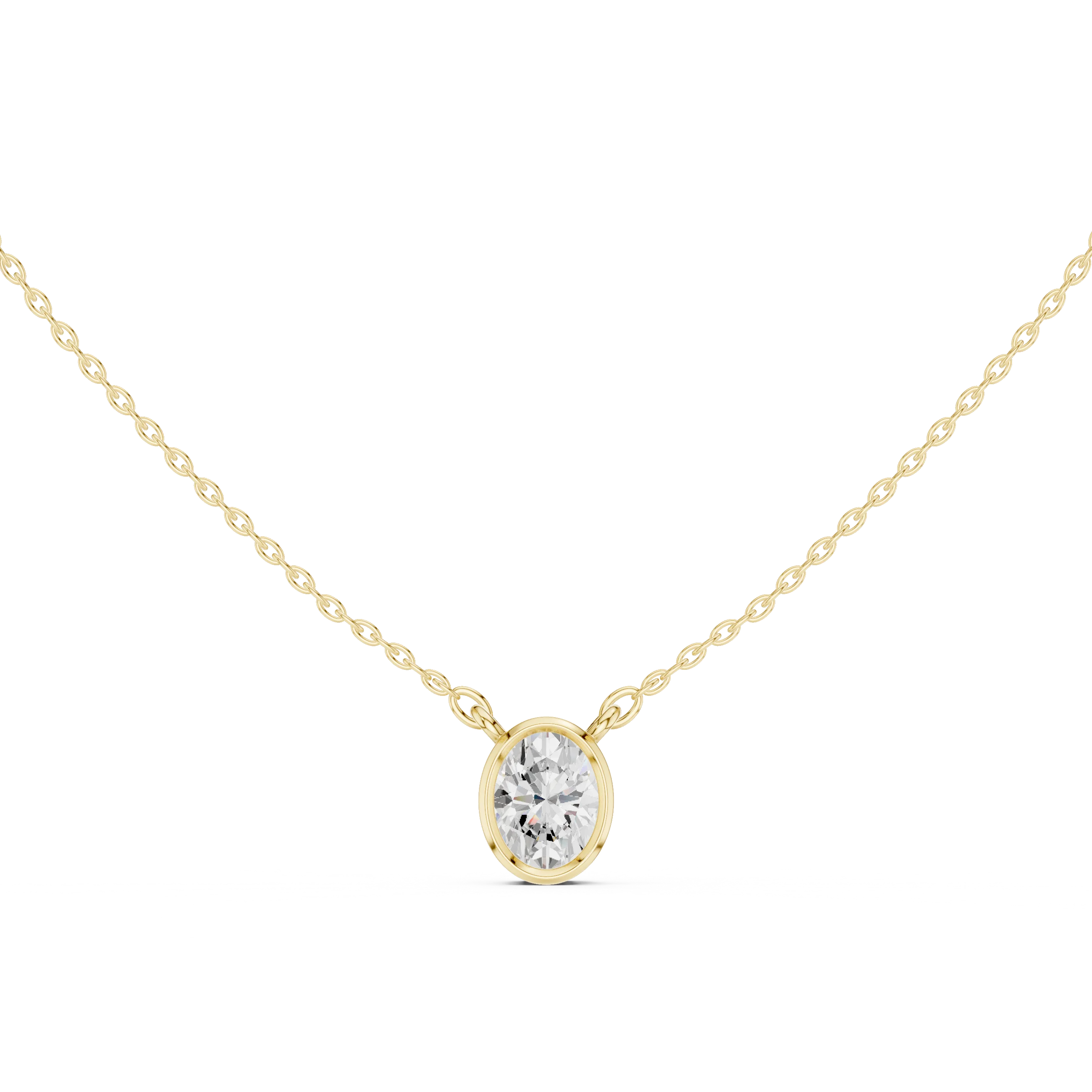 Aureva Oval Bezel Solitaire Diamond Pendant