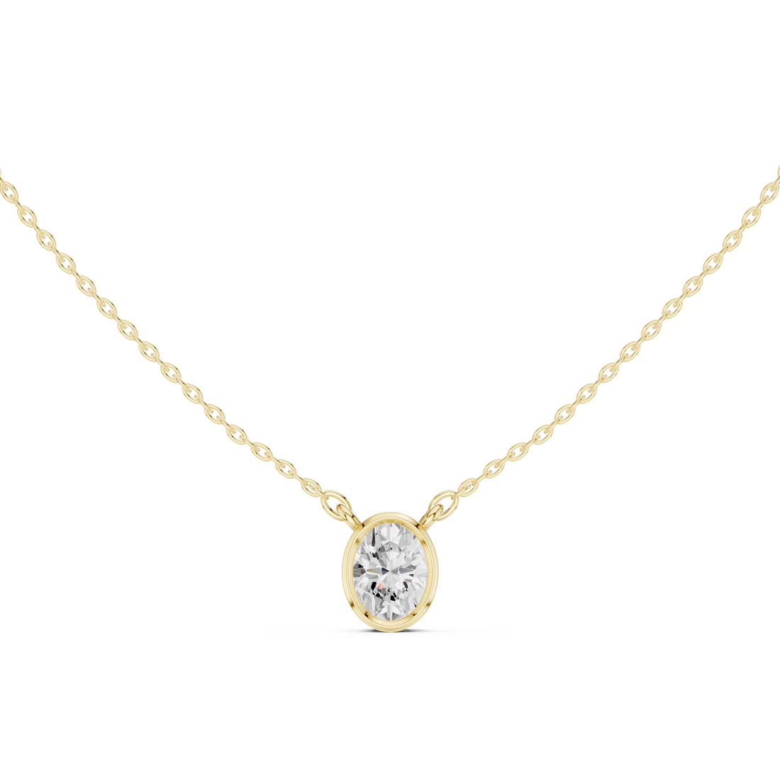 Aureva Oval Bezel Solitaire Diamond Pendant