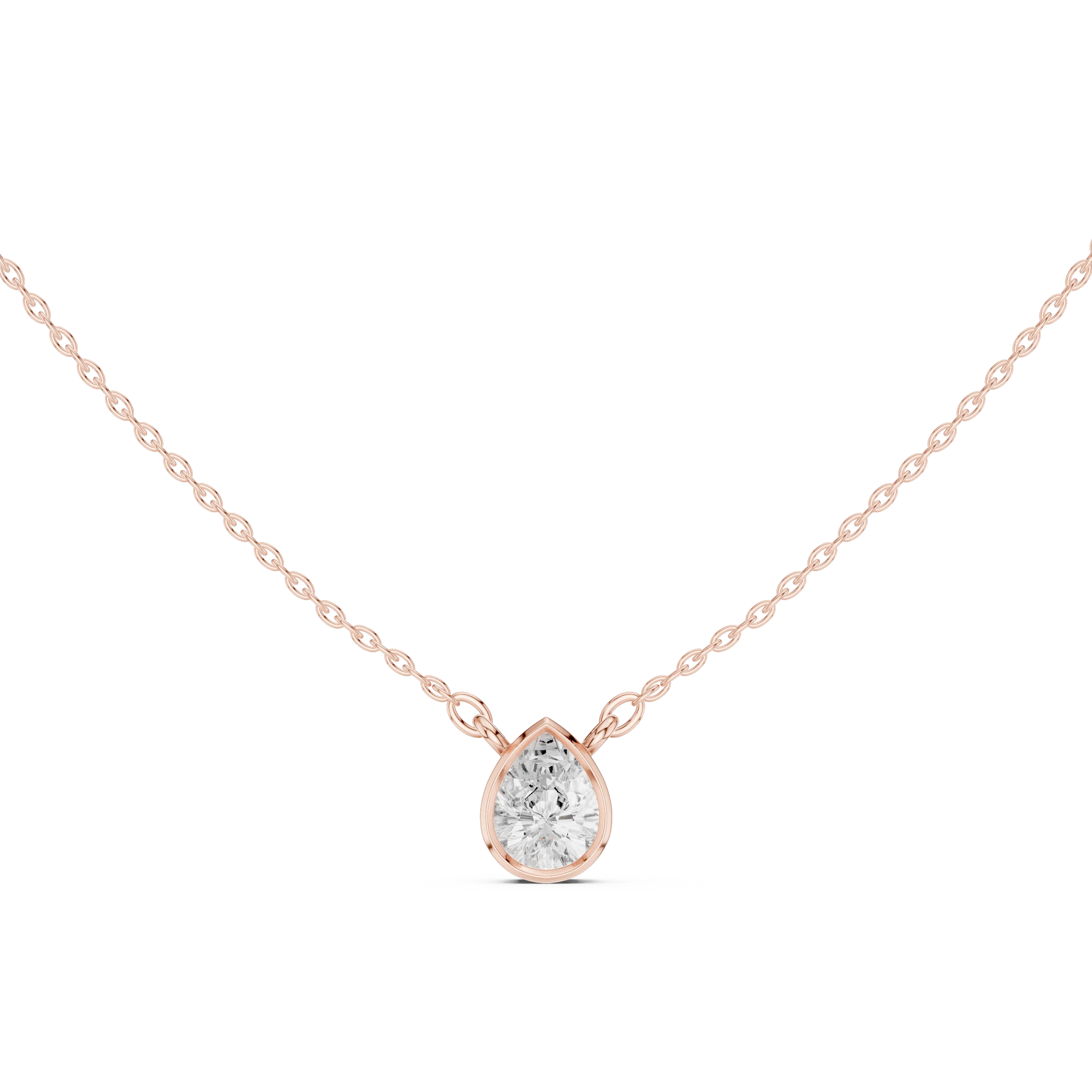 Elara Pear Bezel Solitaire Diamond Pendant