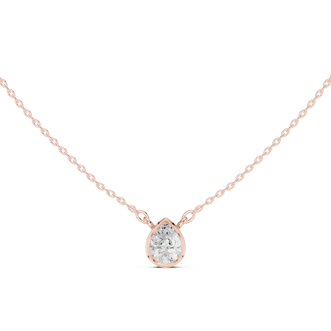 Elara Pear Bezel Solitaire Diamond Pendant