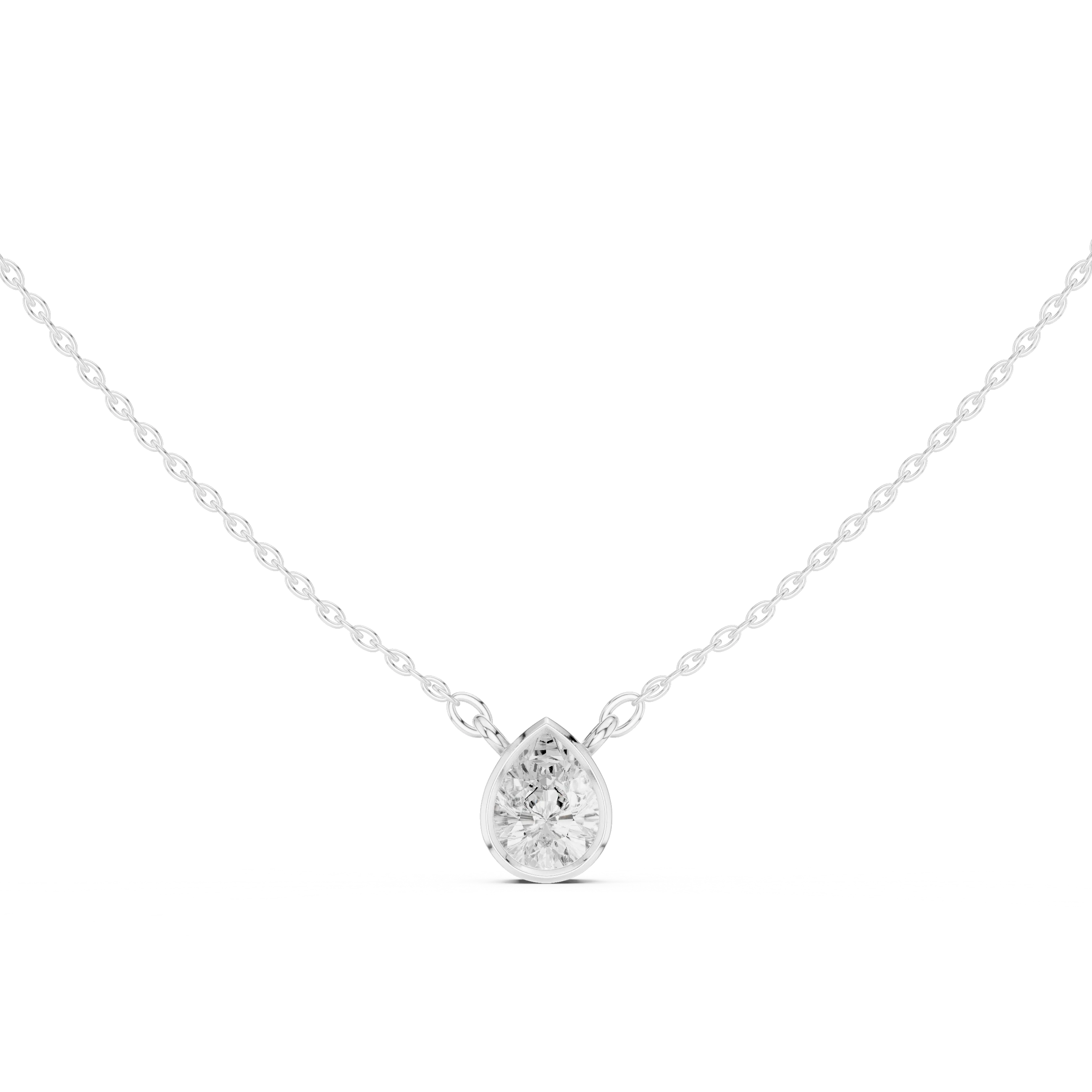 Elara Pear Bezel Solitaire Diamond Pendant