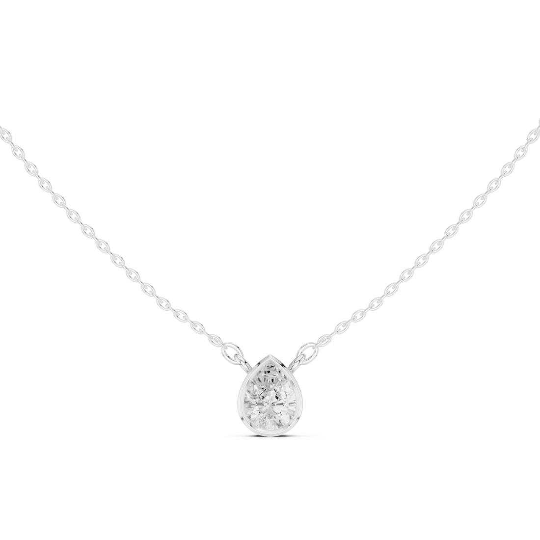 Elara Pear Bezel Solitaire Diamond Pendant