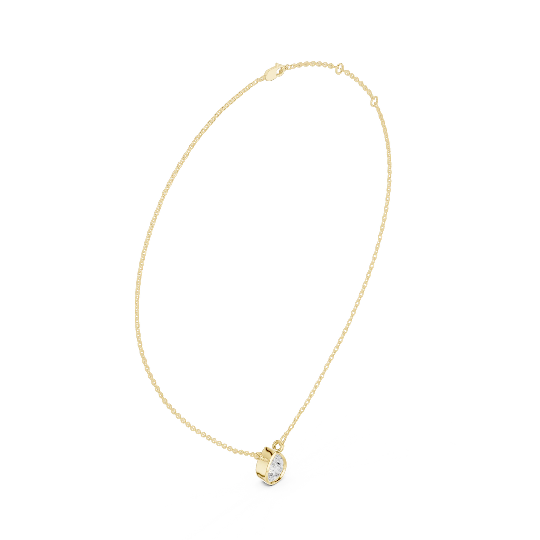 Elara Pear Bezel Solitaire Diamond Pendant