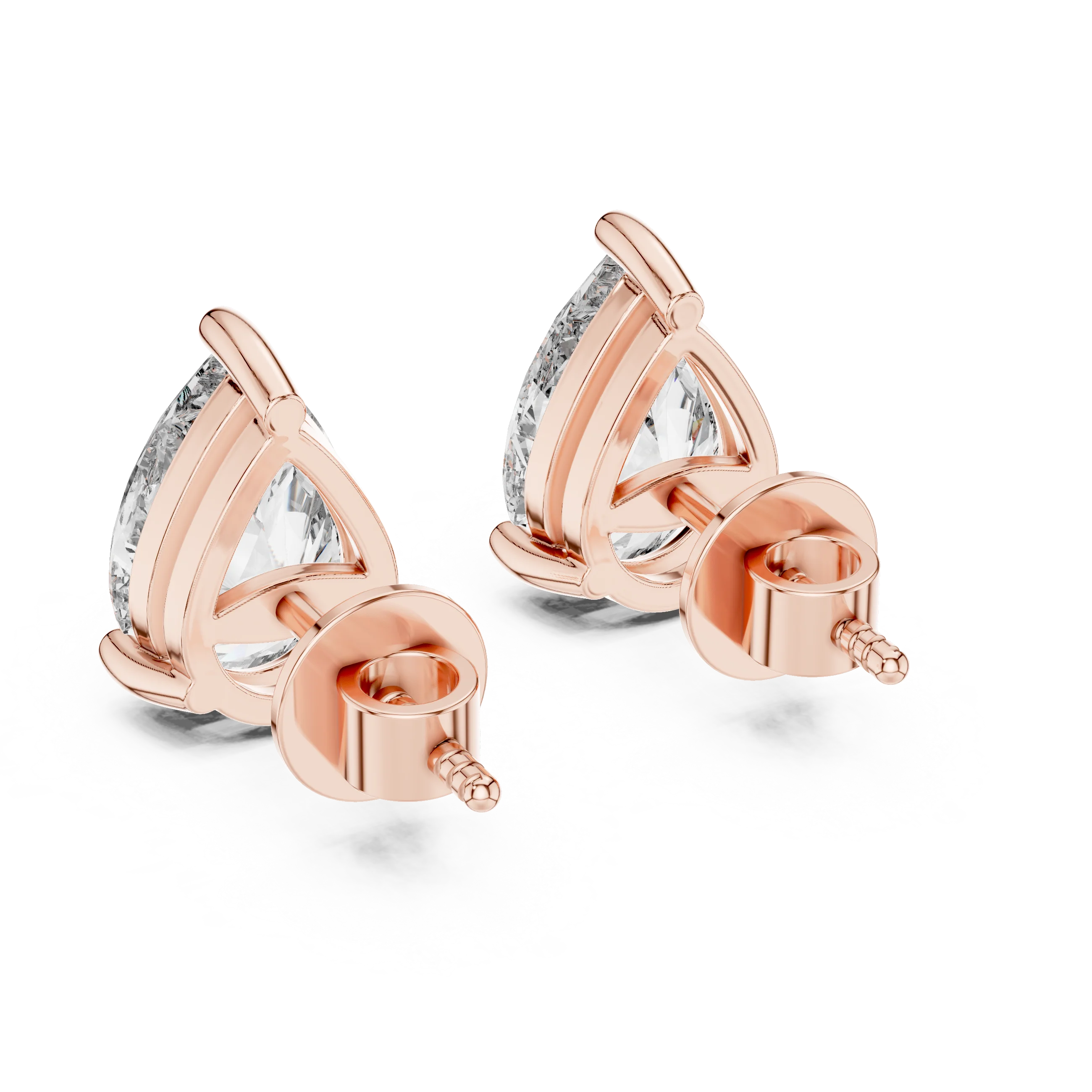 Elegant Teardrop Pear Solitaire Diamond Stud Earrings