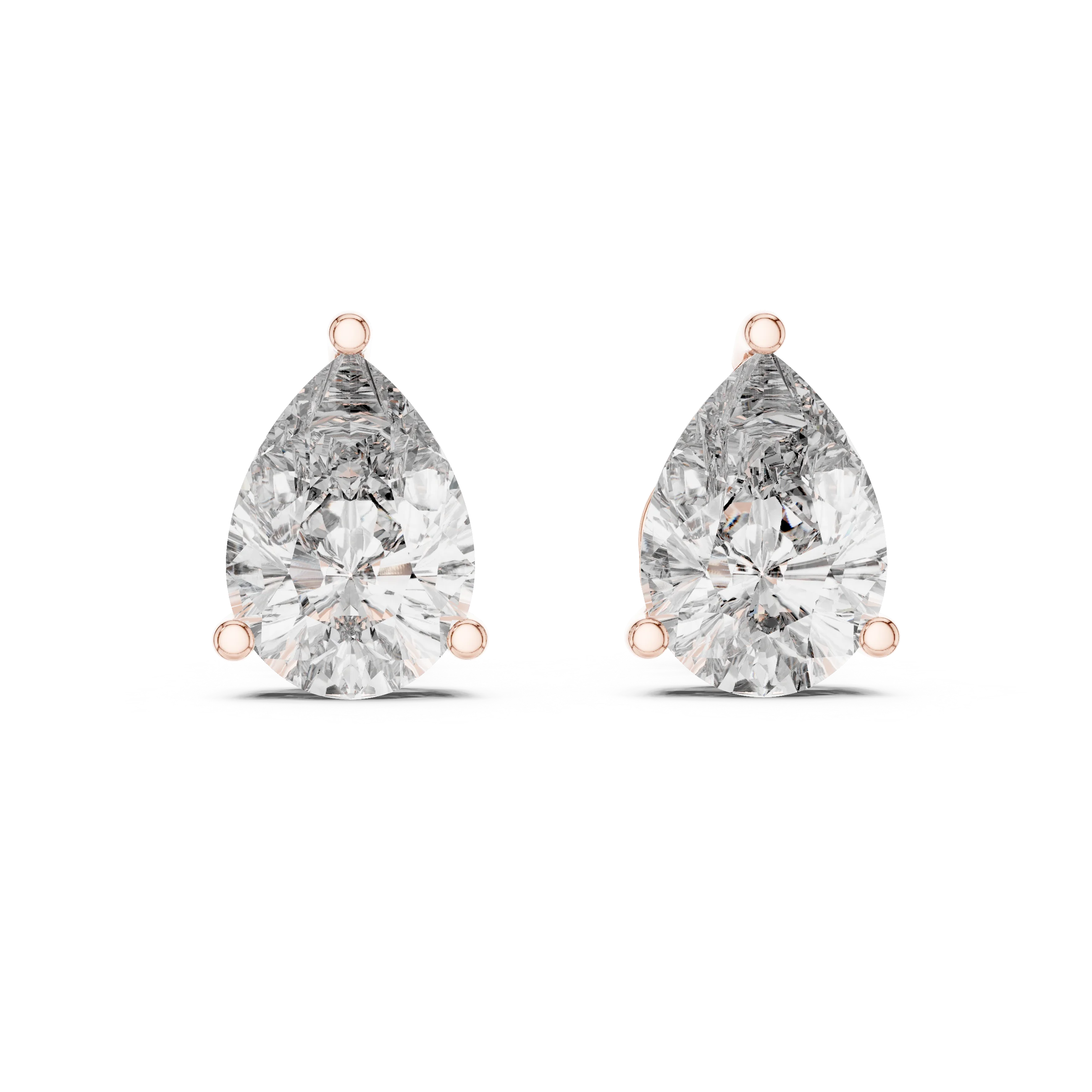 Elegant Teardrop Pear Solitaire Diamond Stud Earrings