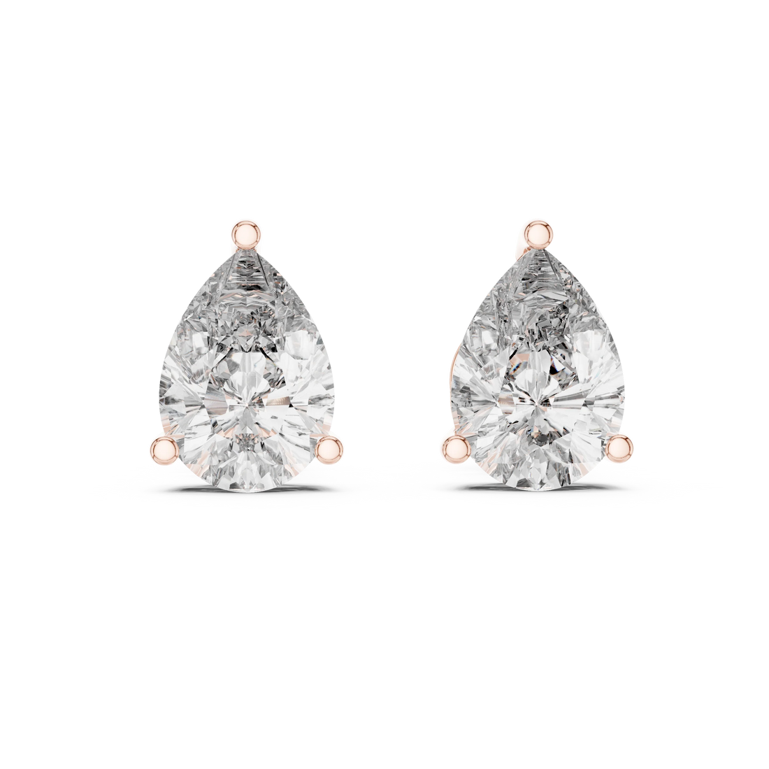 Elegant Teardrop Pear Solitaire Diamond Stud Earrings