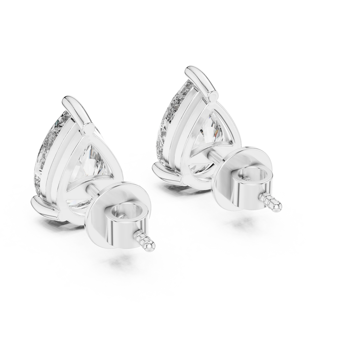 Elegant Teardrop Pear Solitaire Diamond Stud Earrings