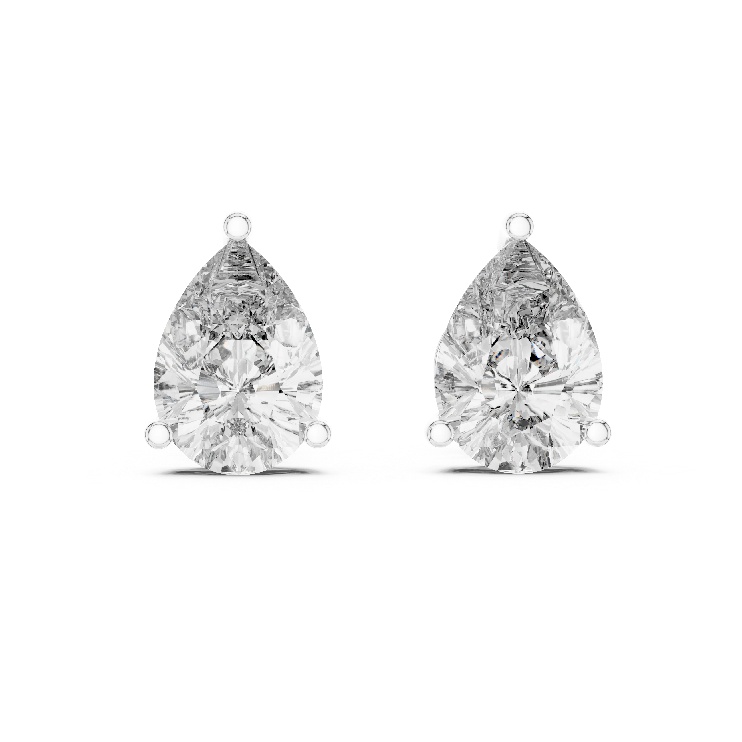 Elegant Teardrop Pear Solitaire Diamond Stud Earrings
