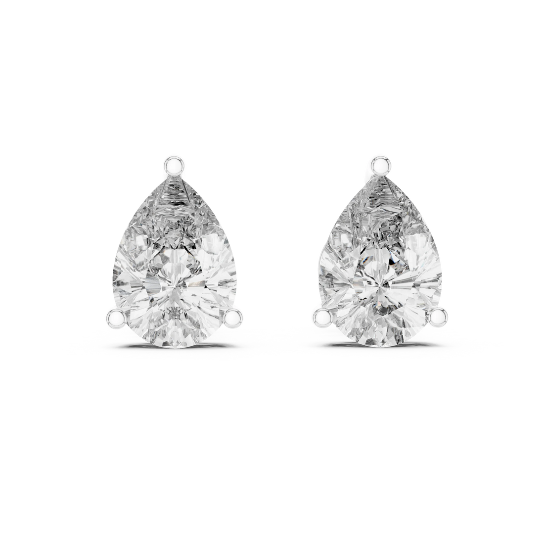 Elegant Teardrop Pear Solitaire Diamond Stud Earrings