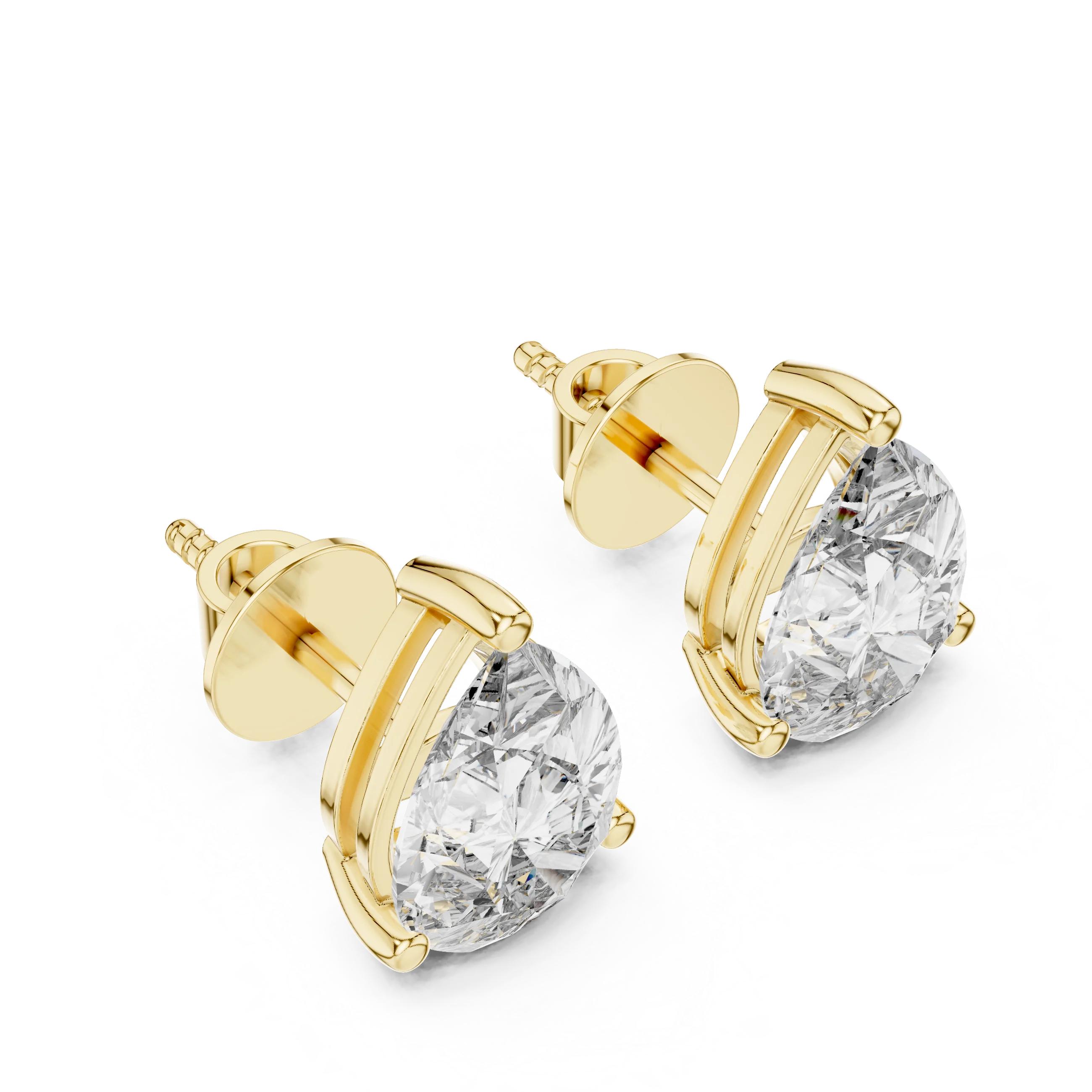Elegant Teardrop Pear Solitaire Diamond Stud Earrings