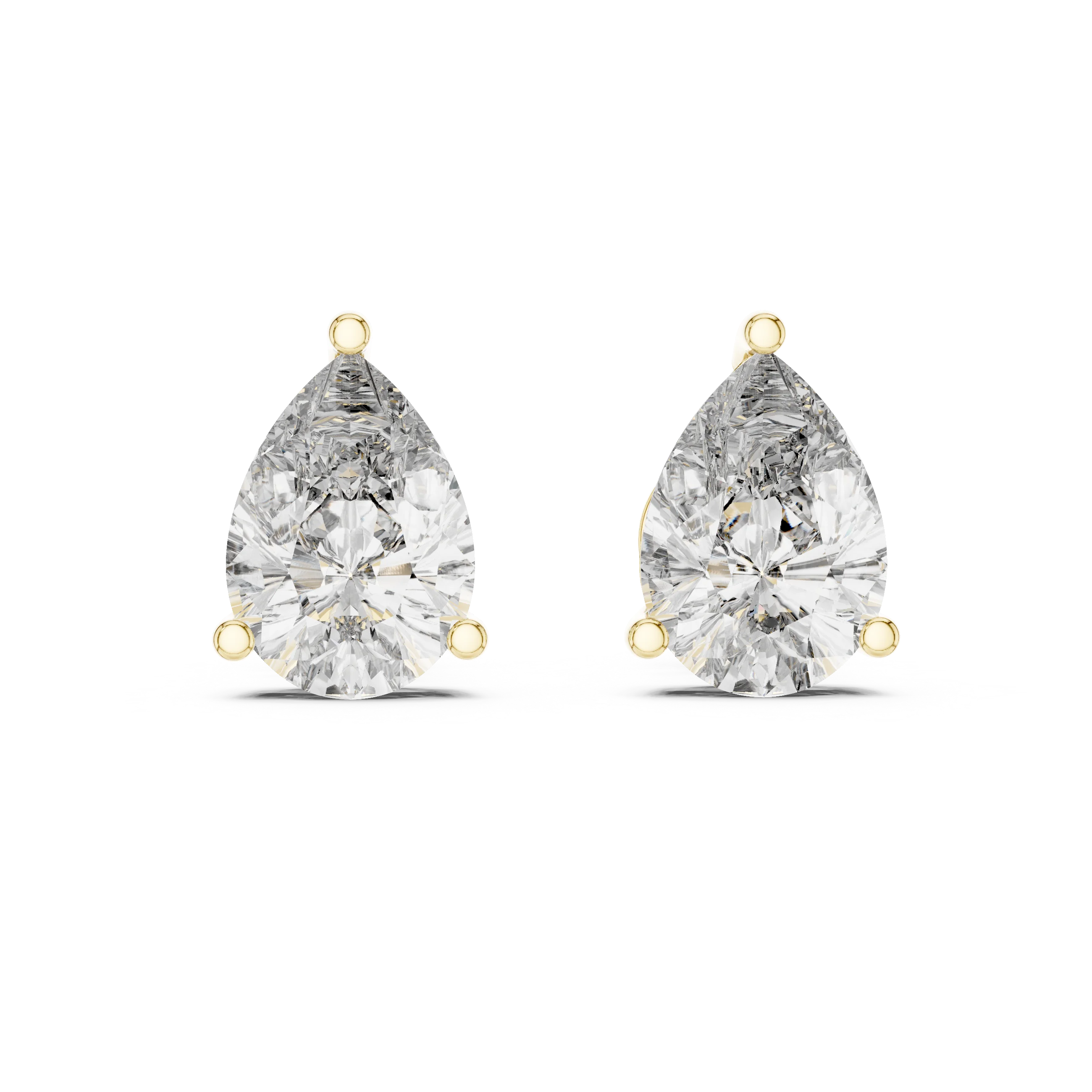 Elegant Teardrop Pear Solitaire Diamond Stud Earrings