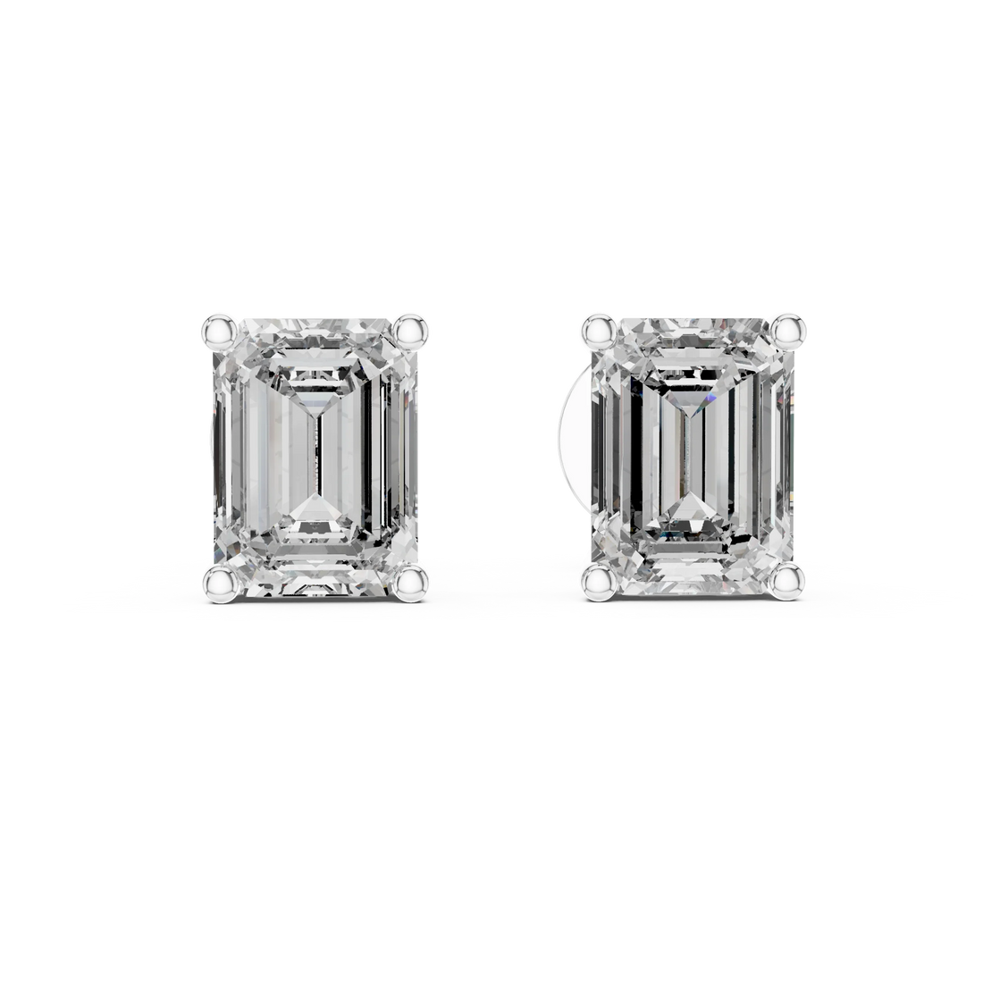 Radiant Emerald Solitaire Diamond Stud Earrings