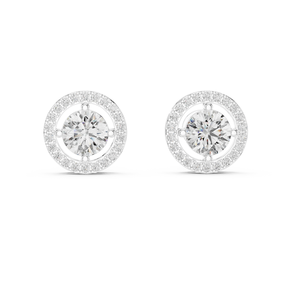 Rose Aura Halo Diamond Stud Earrings