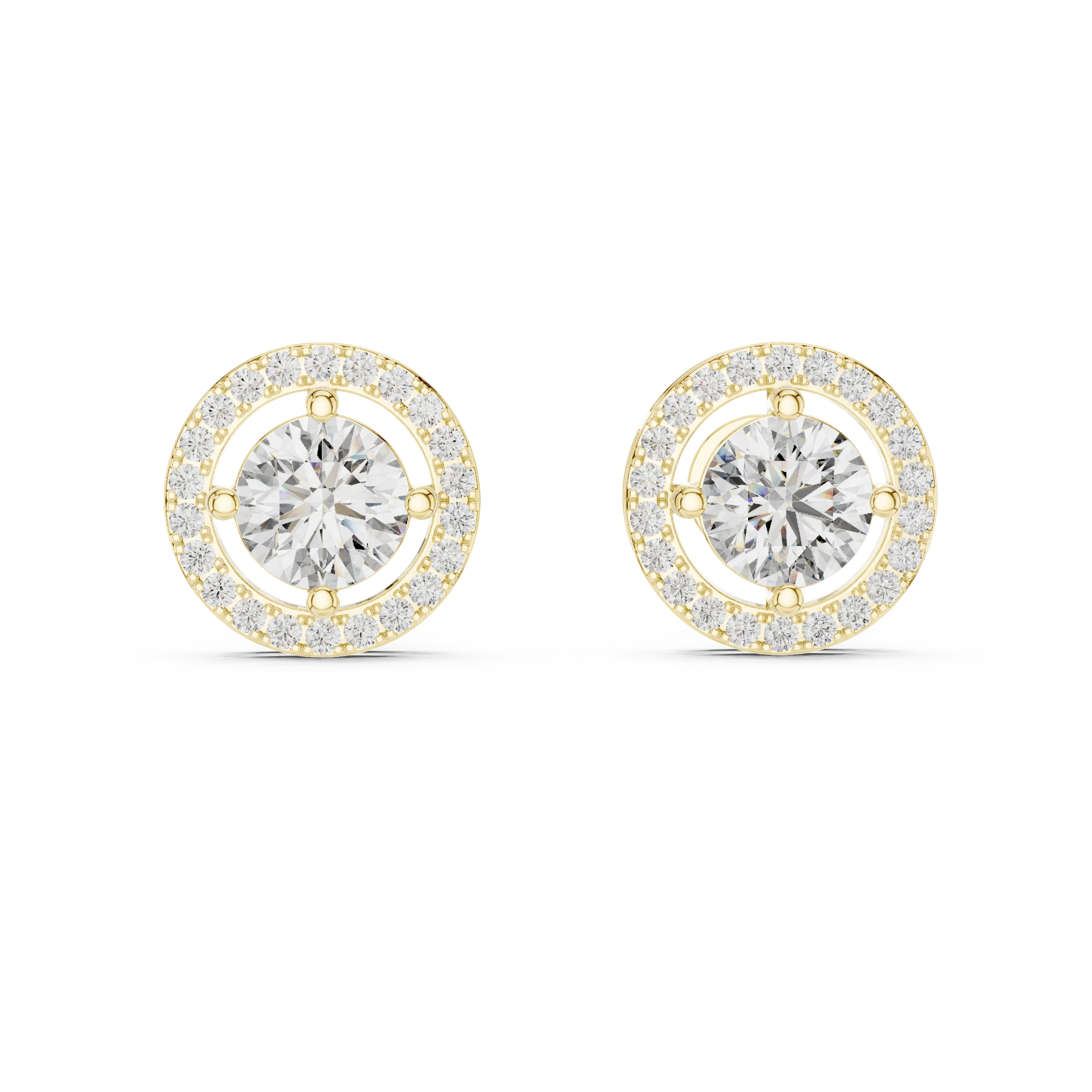 Rose Aura Halo Diamond Stud Earrings