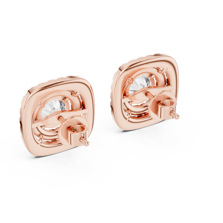 Royal Aura Double Halo Diamond Stud Earrings