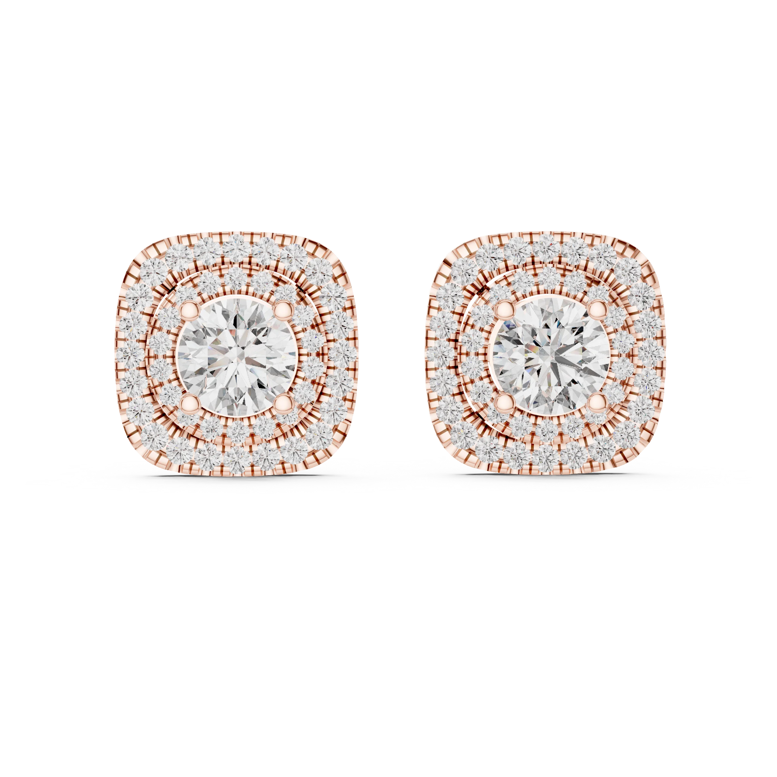 Royal Aura Double Halo Diamond Stud Earrings