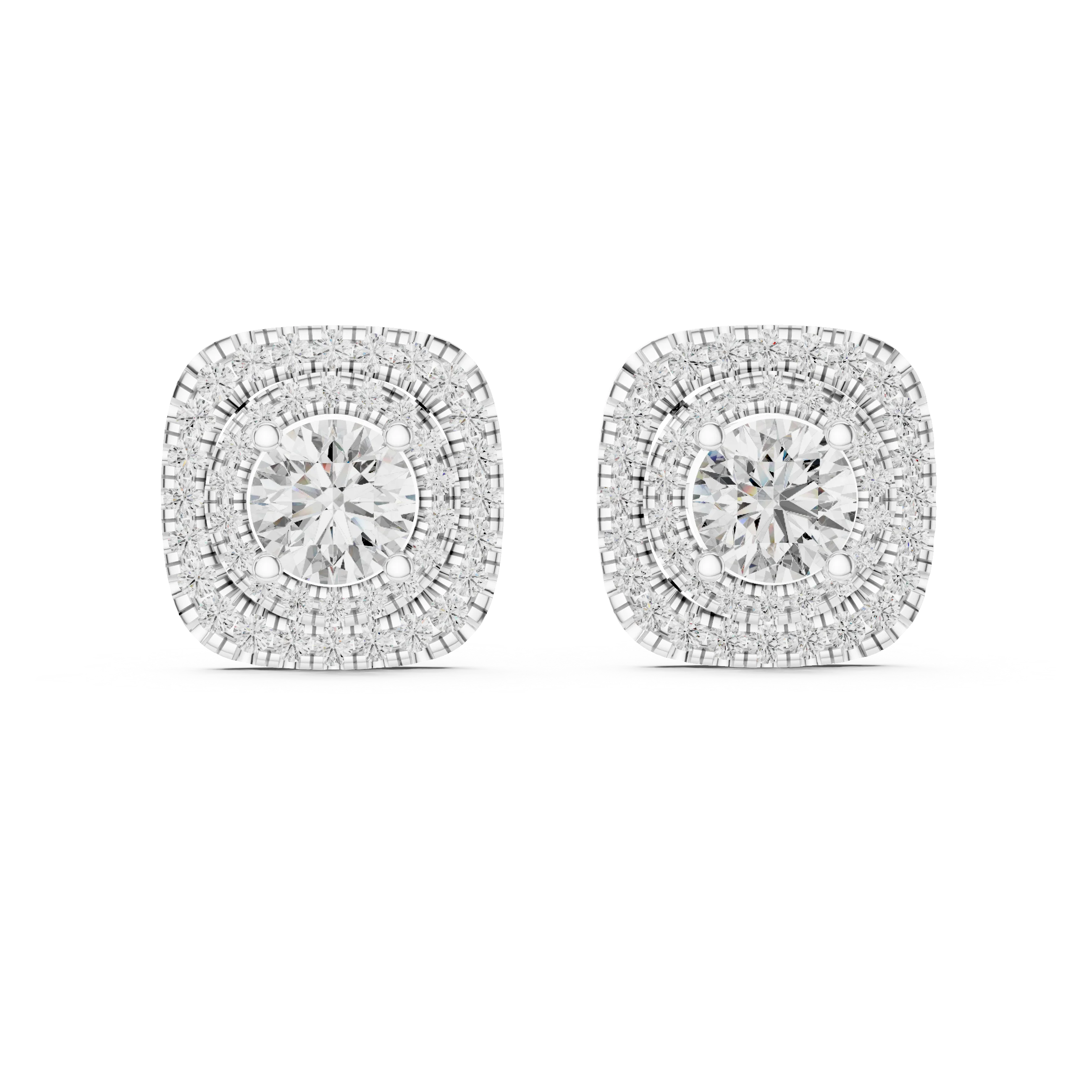 Royal Aura Double Halo Diamond Stud Earrings