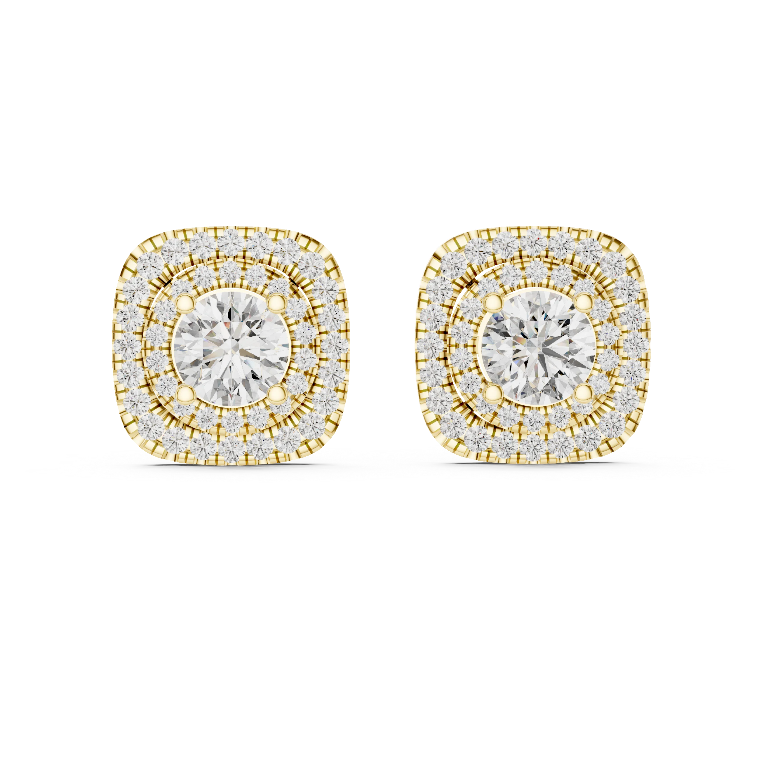 Royal Aura Double Halo Diamond Stud Earrings