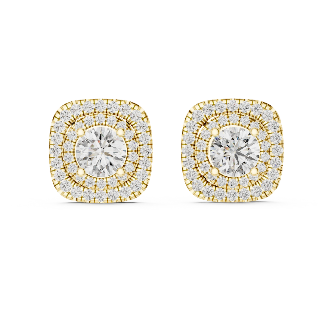 Royal Aura Double Halo Diamond Stud Earrings