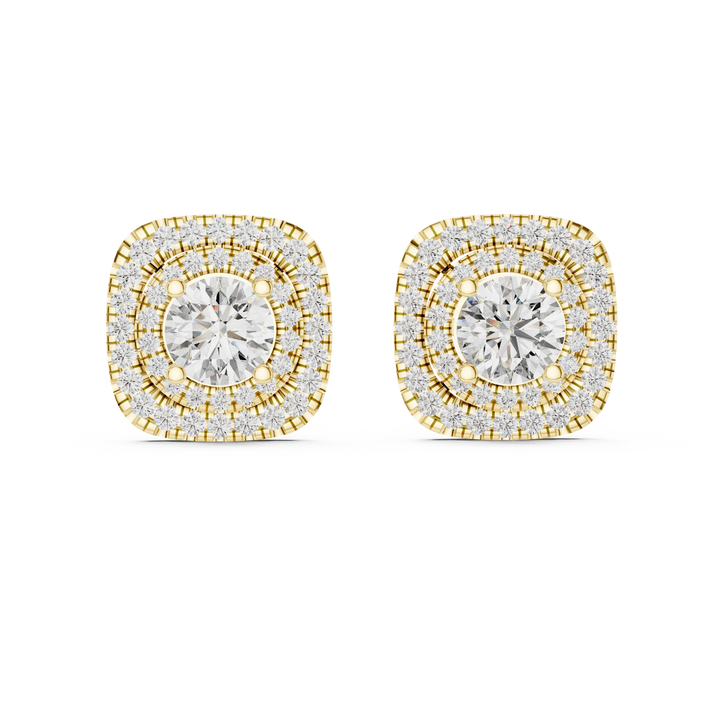 Royal Aura Double Halo Diamond Stud Earrings