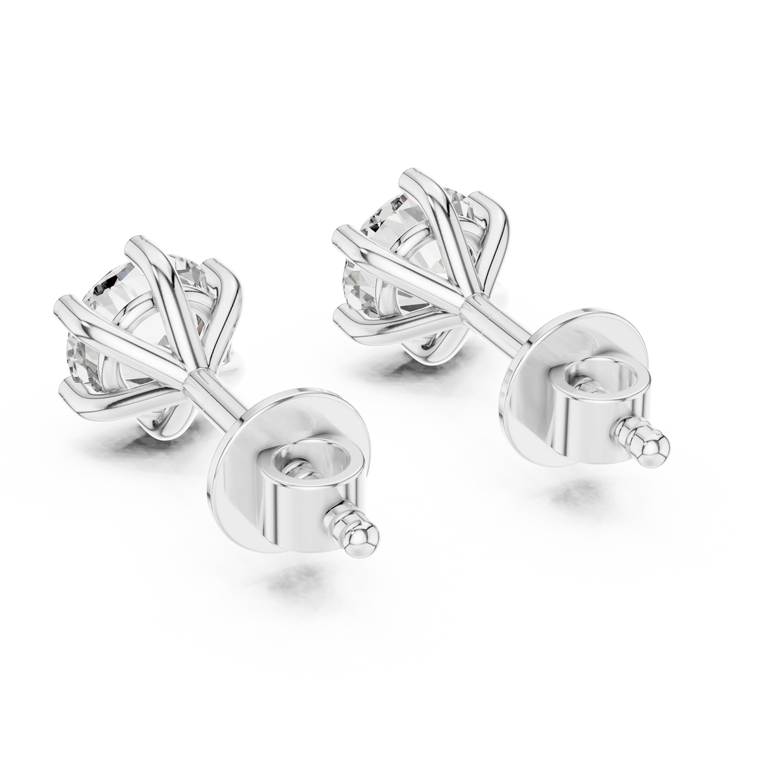 Heritage Six-Prong Round Solitaire Diamond Stud Earrings