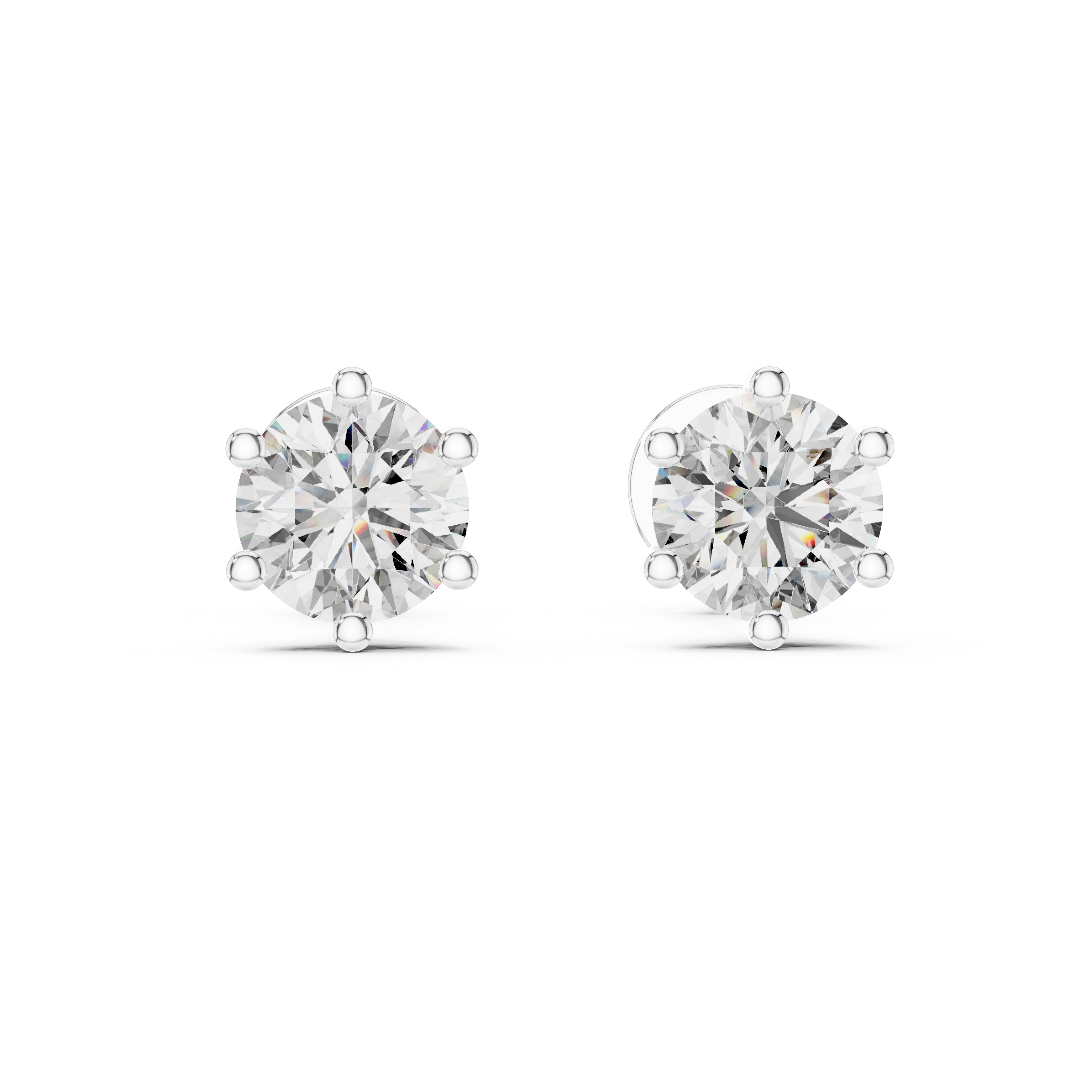 Heritage Six-Prong Round Solitaire Diamond Stud Earrings