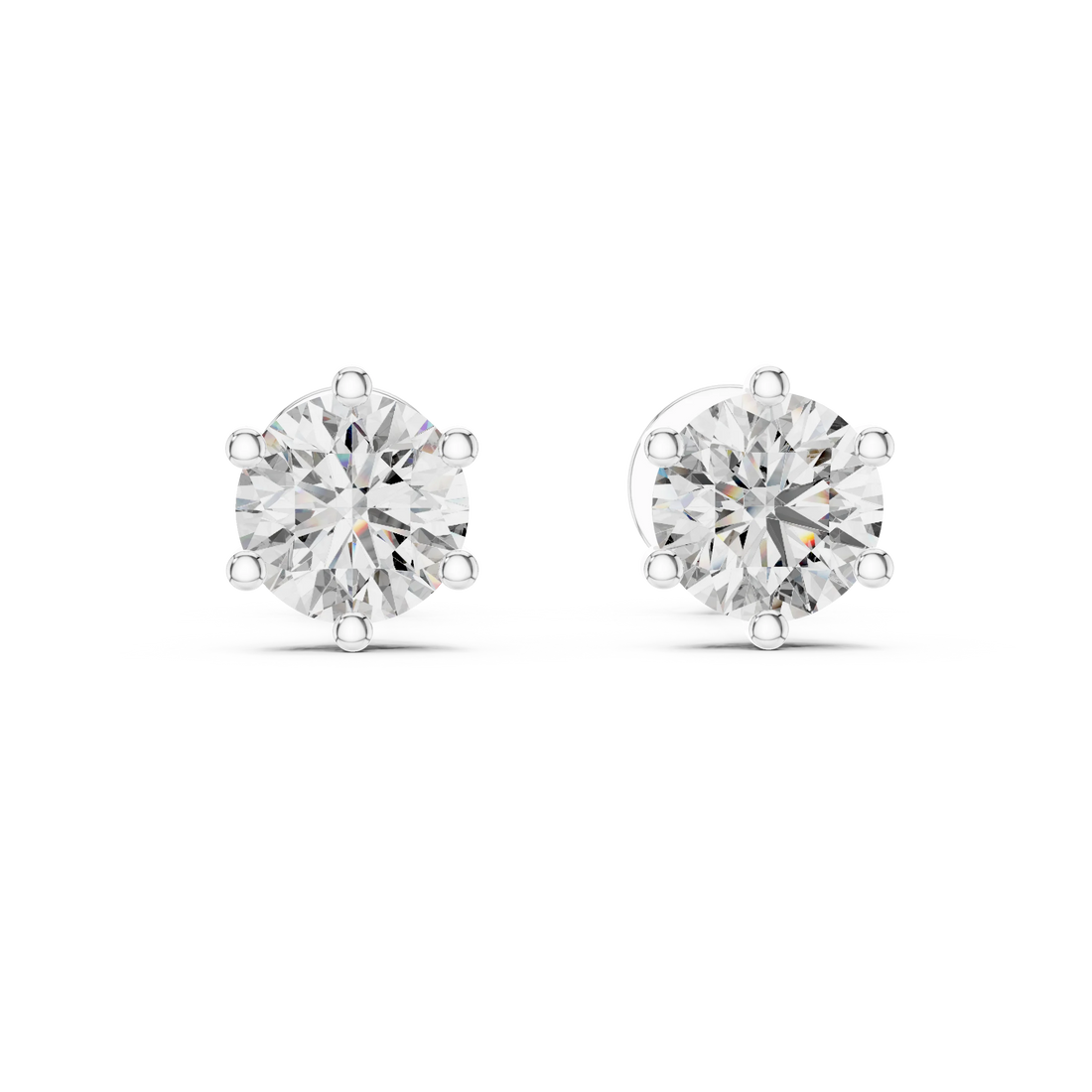 Heritage Six-Prong Round Solitaire Diamond Stud Earrings