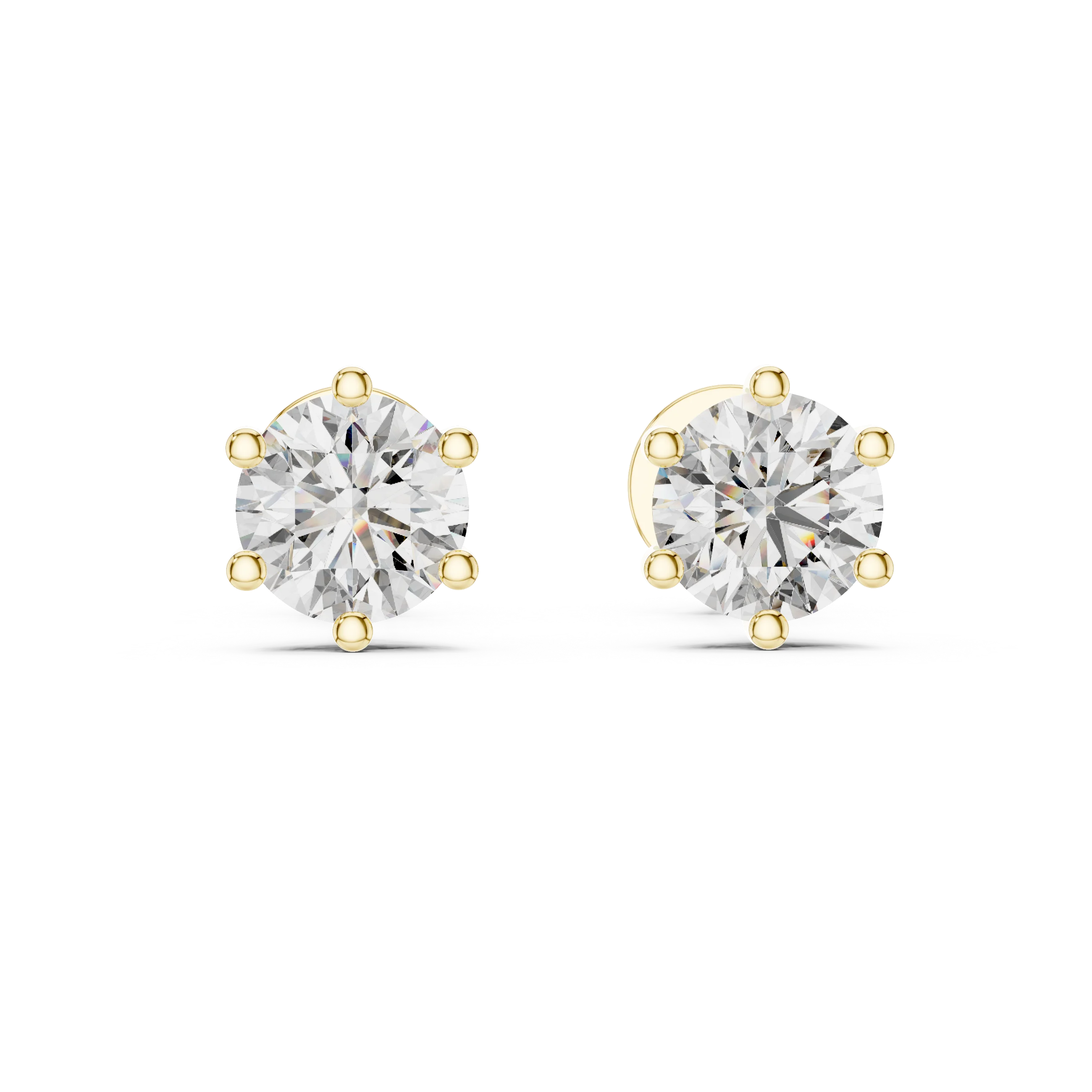 Heritage Six-Prong Round Solitaire Diamond Stud Earrings