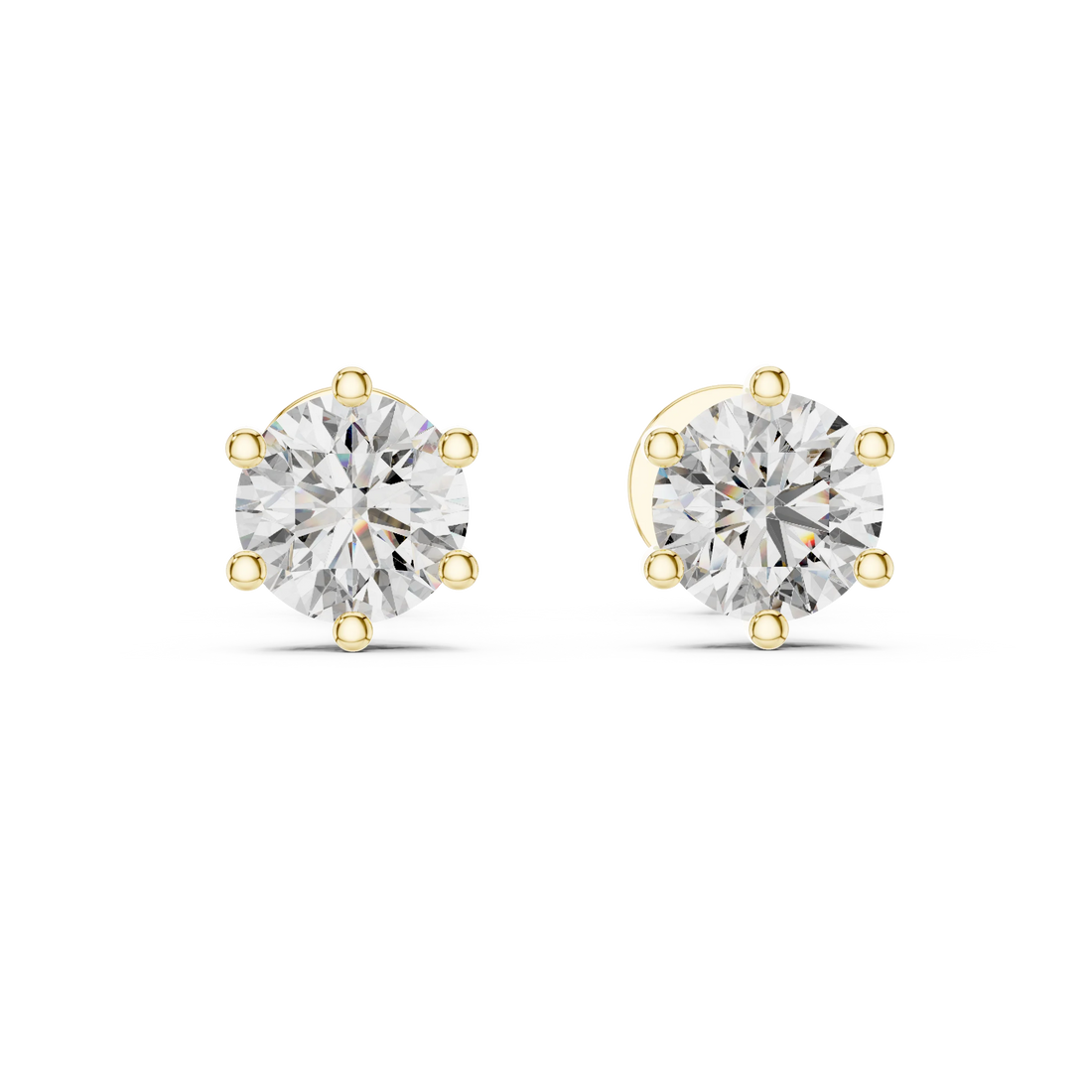 Heritage Six-Prong Round Solitaire Diamond Stud Earrings