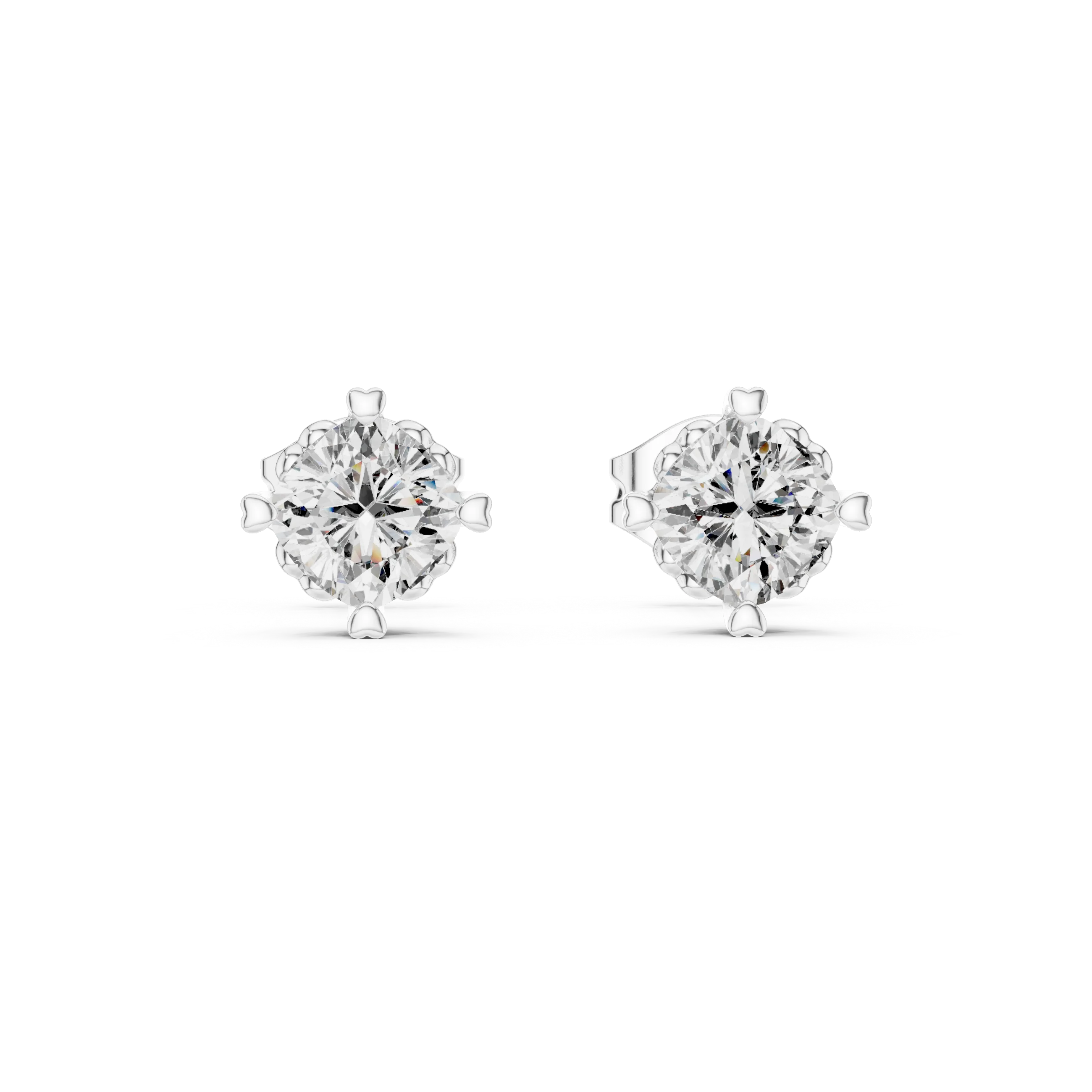 Classic Solitaire Round Diamond Stud Earrings