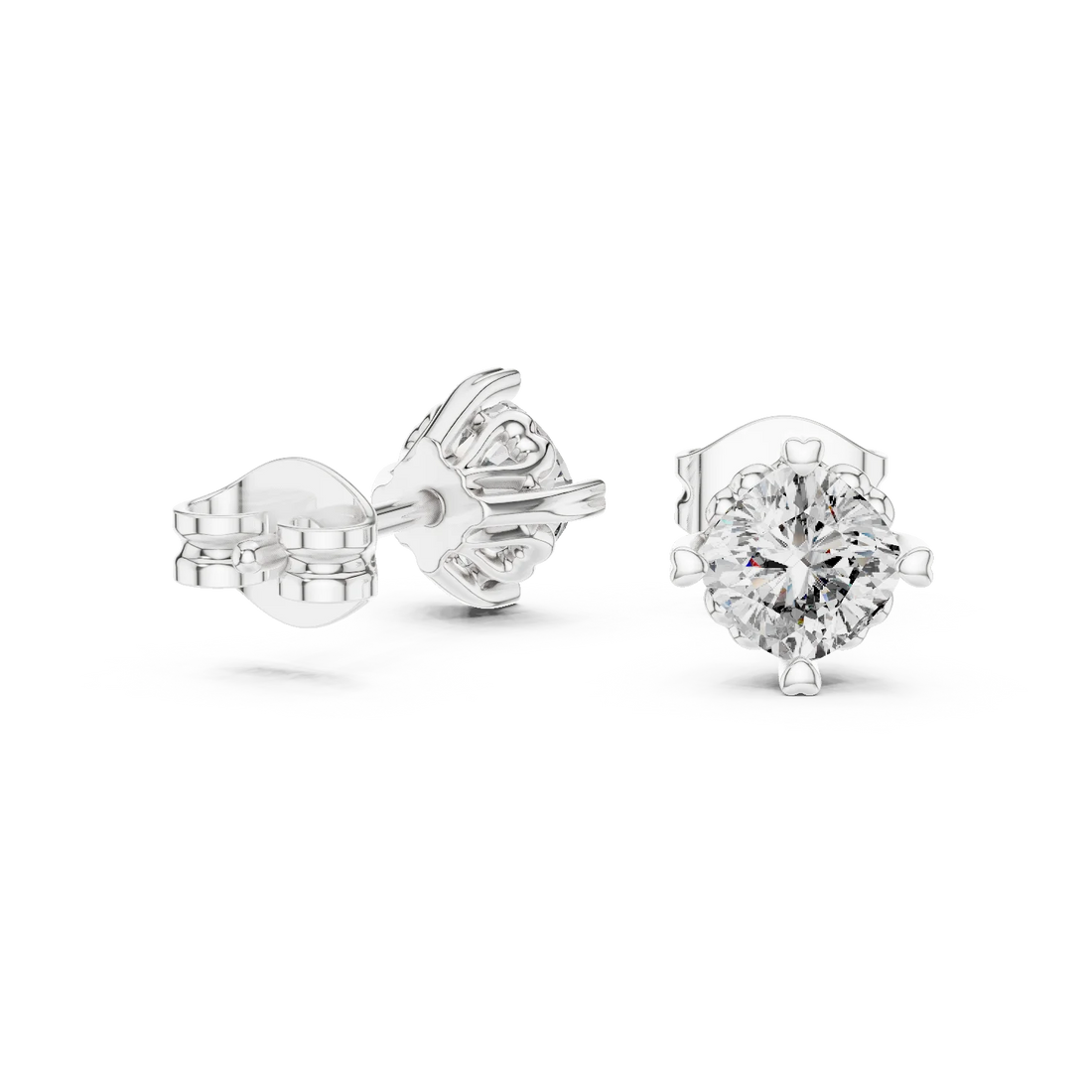 Classic Solitaire Round Diamond Stud Earrings
