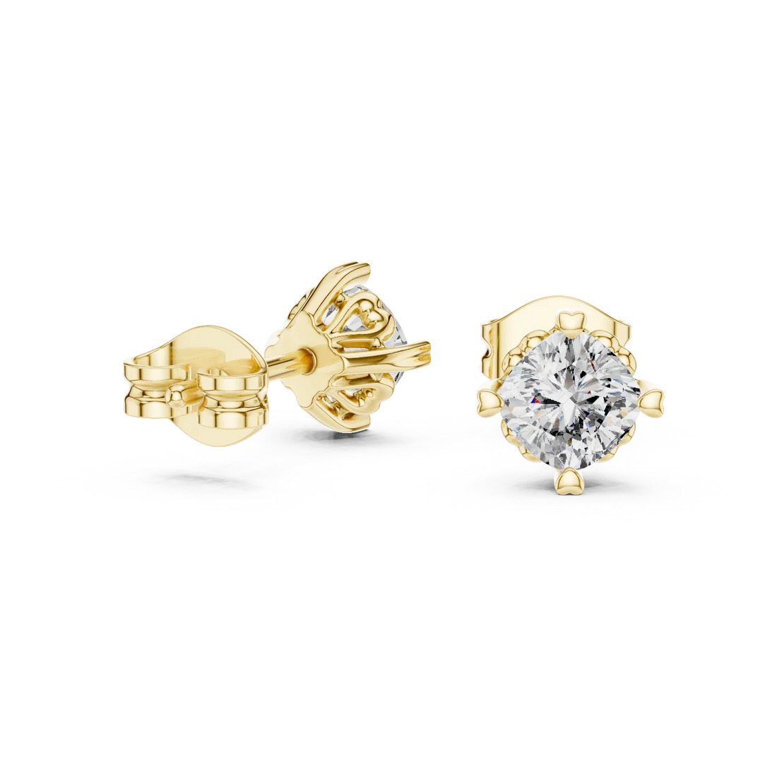 Classic Solitaire Round Diamond Stud Earrings
