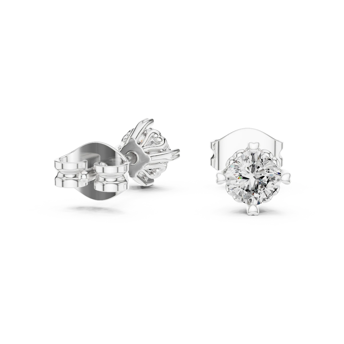 Eternal Round Solitaire Diamond Stud Earrings