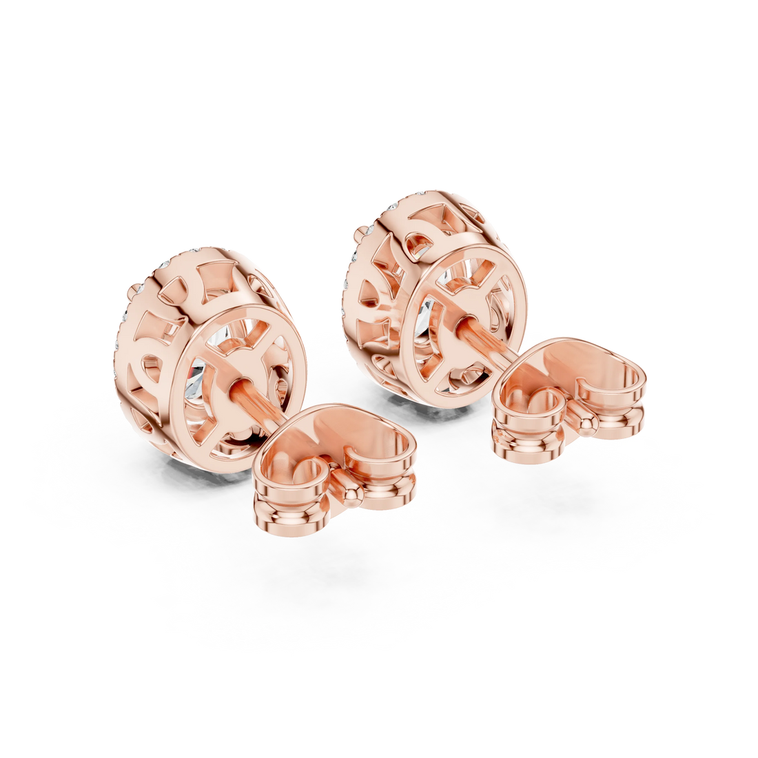 Radiant Oval Halo Diamond Stud Earrings