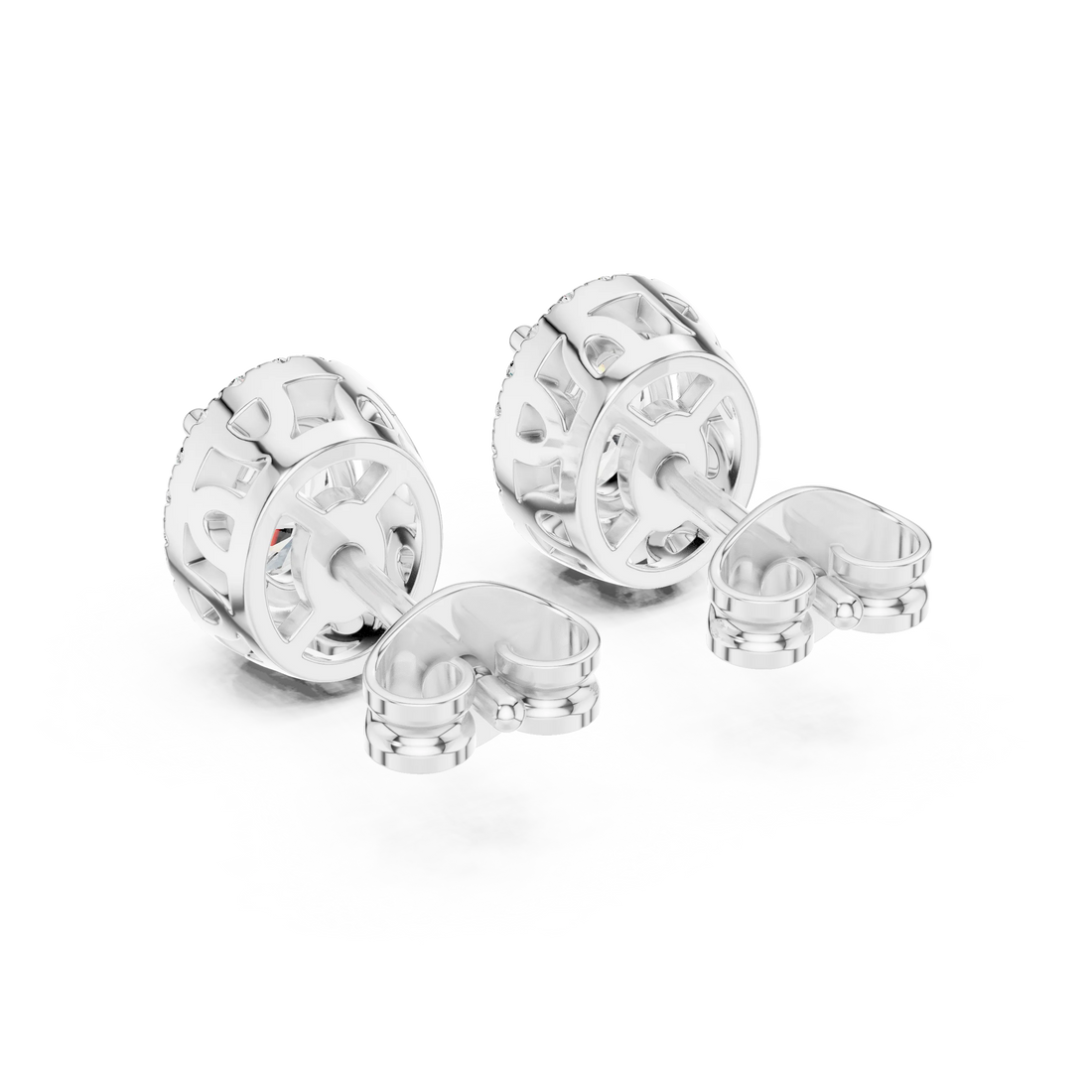 Radiant Oval Halo Diamond Stud Earrings