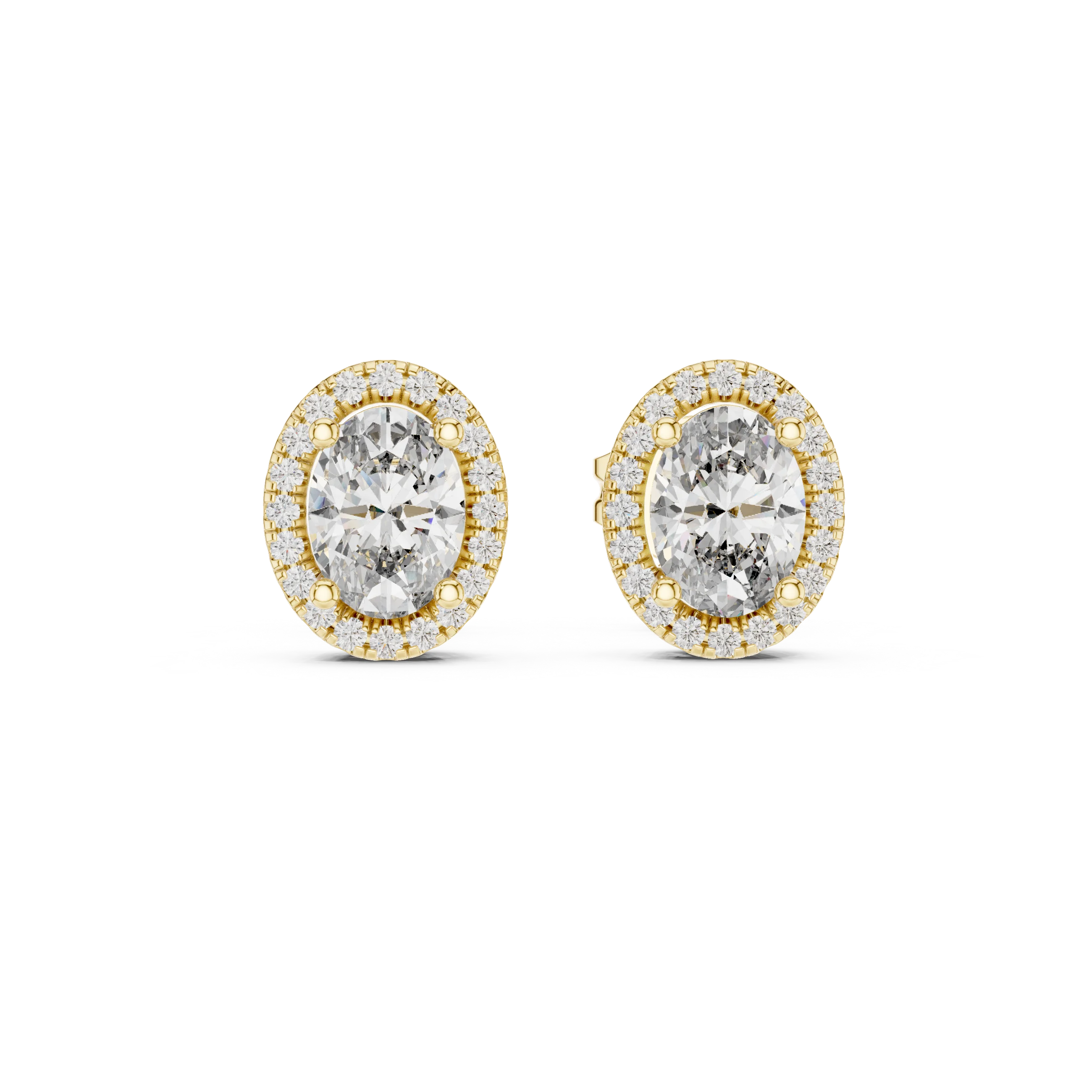 Radiant Oval Halo Diamond Stud Earrings