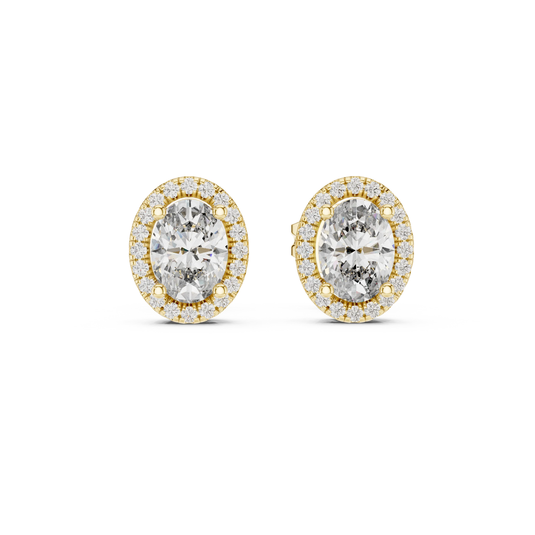Radiant Oval Halo Diamond Stud Earrings