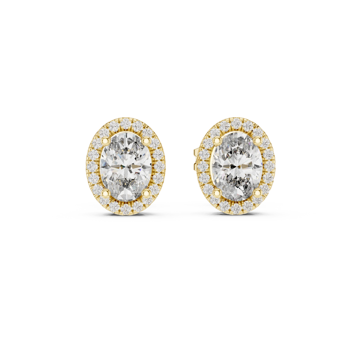 Radiant Oval Halo Diamond Stud Earrings