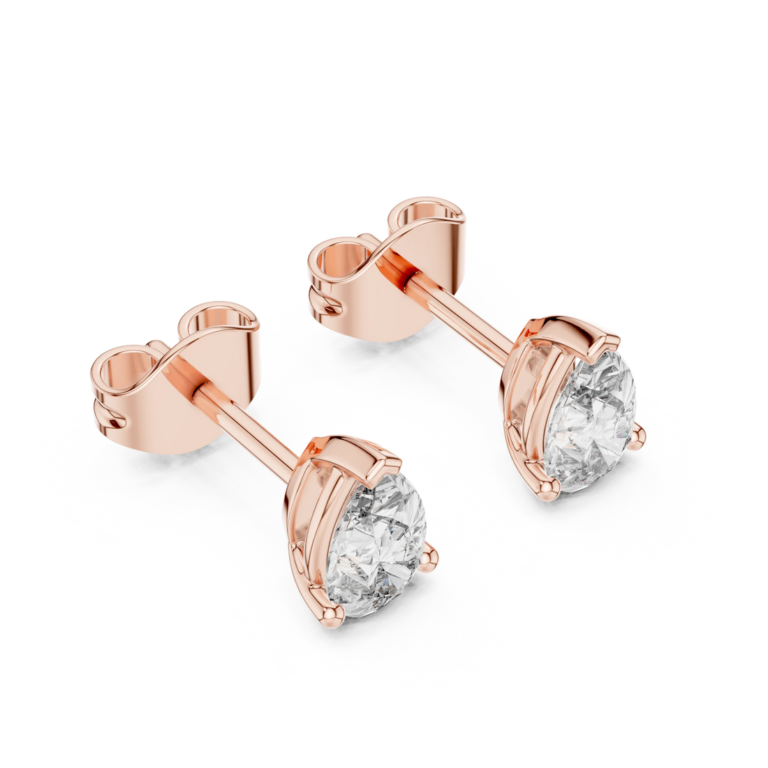 Elegant Pear Solitaire Diamond Stud Earrings