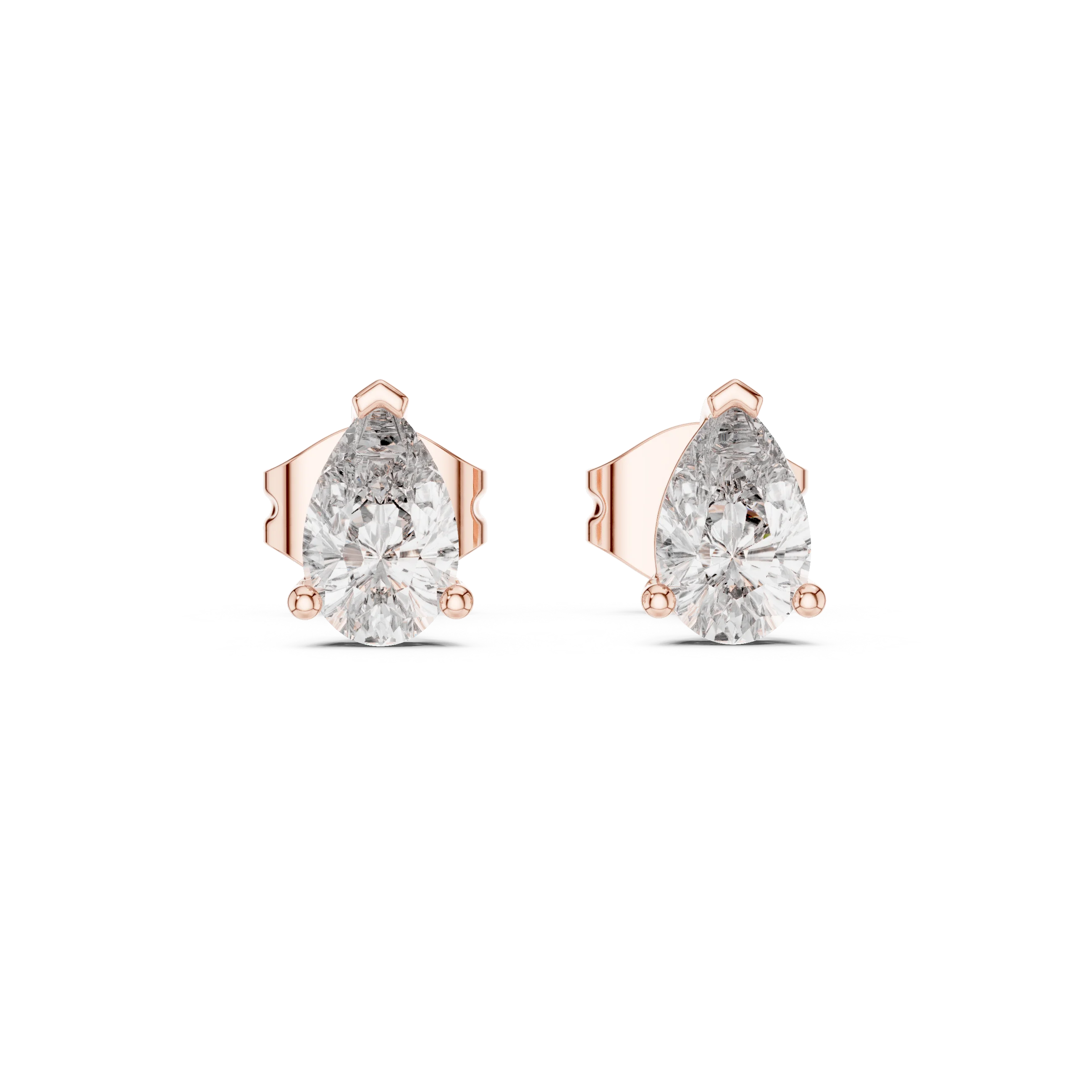 Elegant Pear Solitaire Diamond Stud Earrings