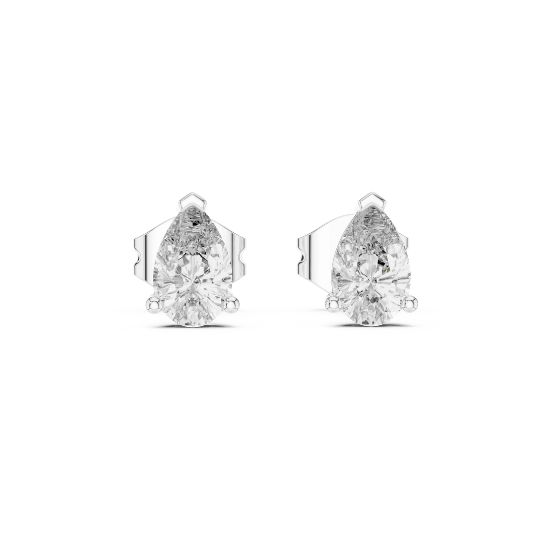 Elegant Pear Solitaire Diamond Stud Earrings