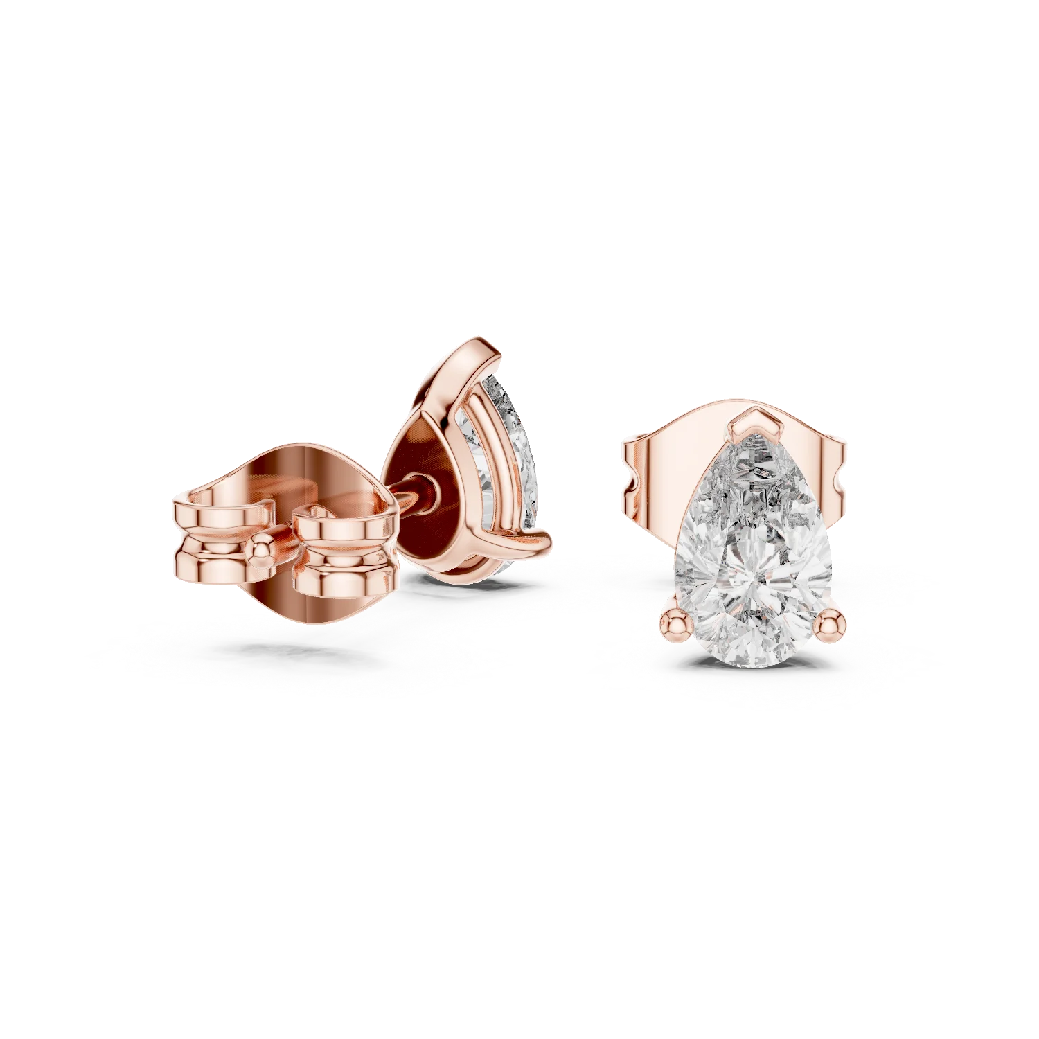 Elegant Pear Solitaire Diamond Stud Earrings