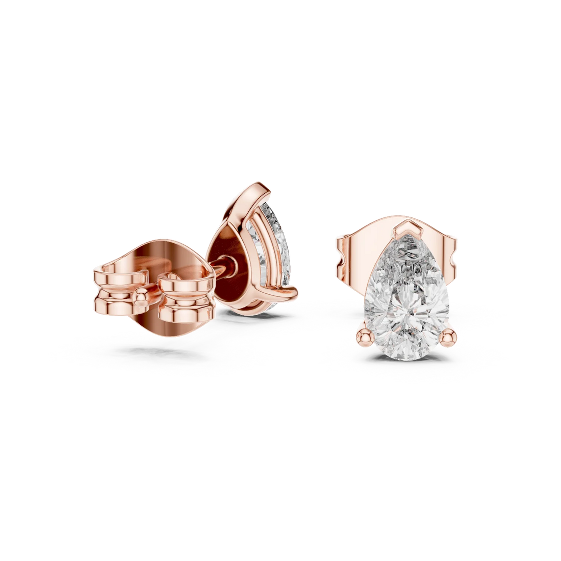 Elegant Pear Solitaire Diamond Stud Earrings