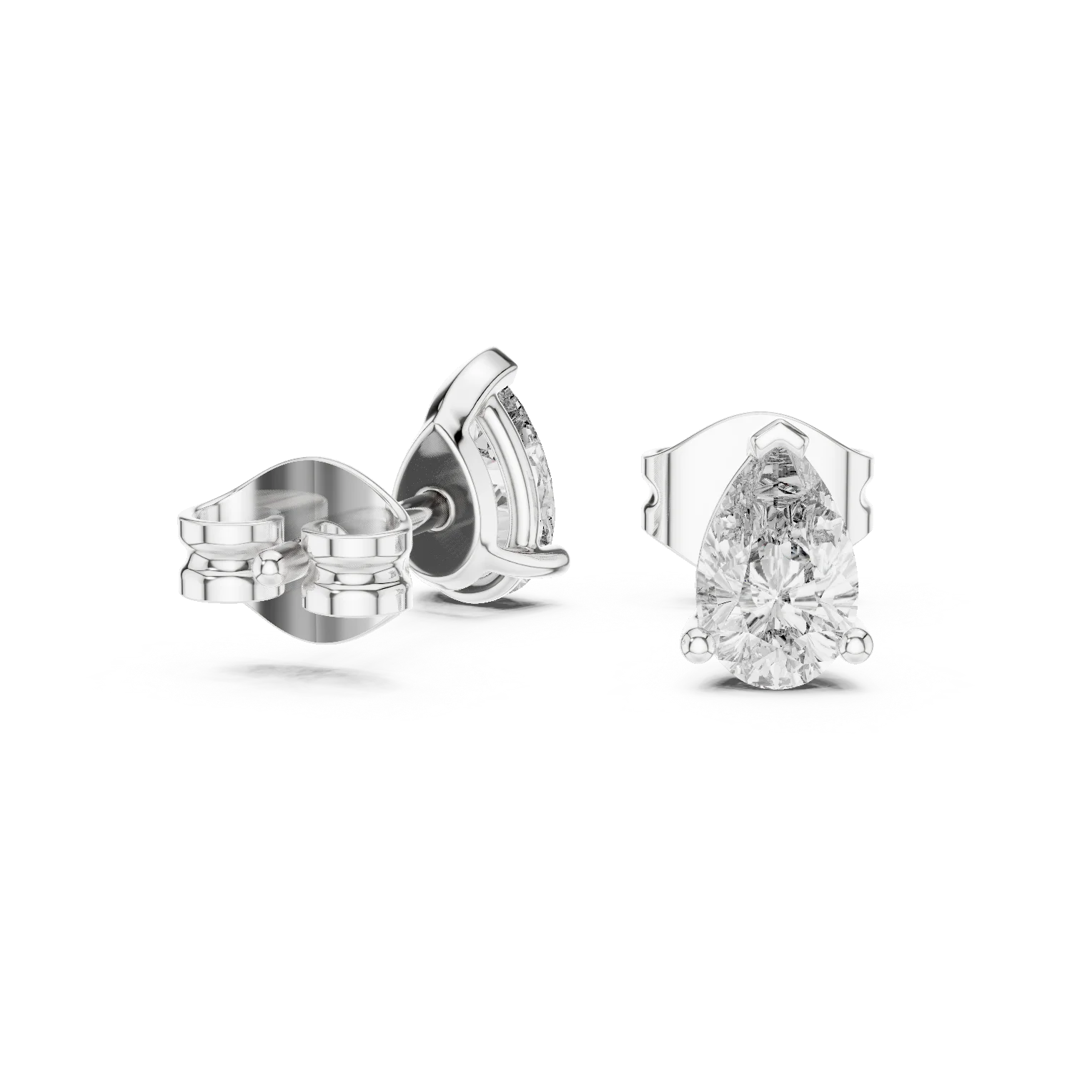 Elegant Pear Solitaire Diamond Stud Earrings